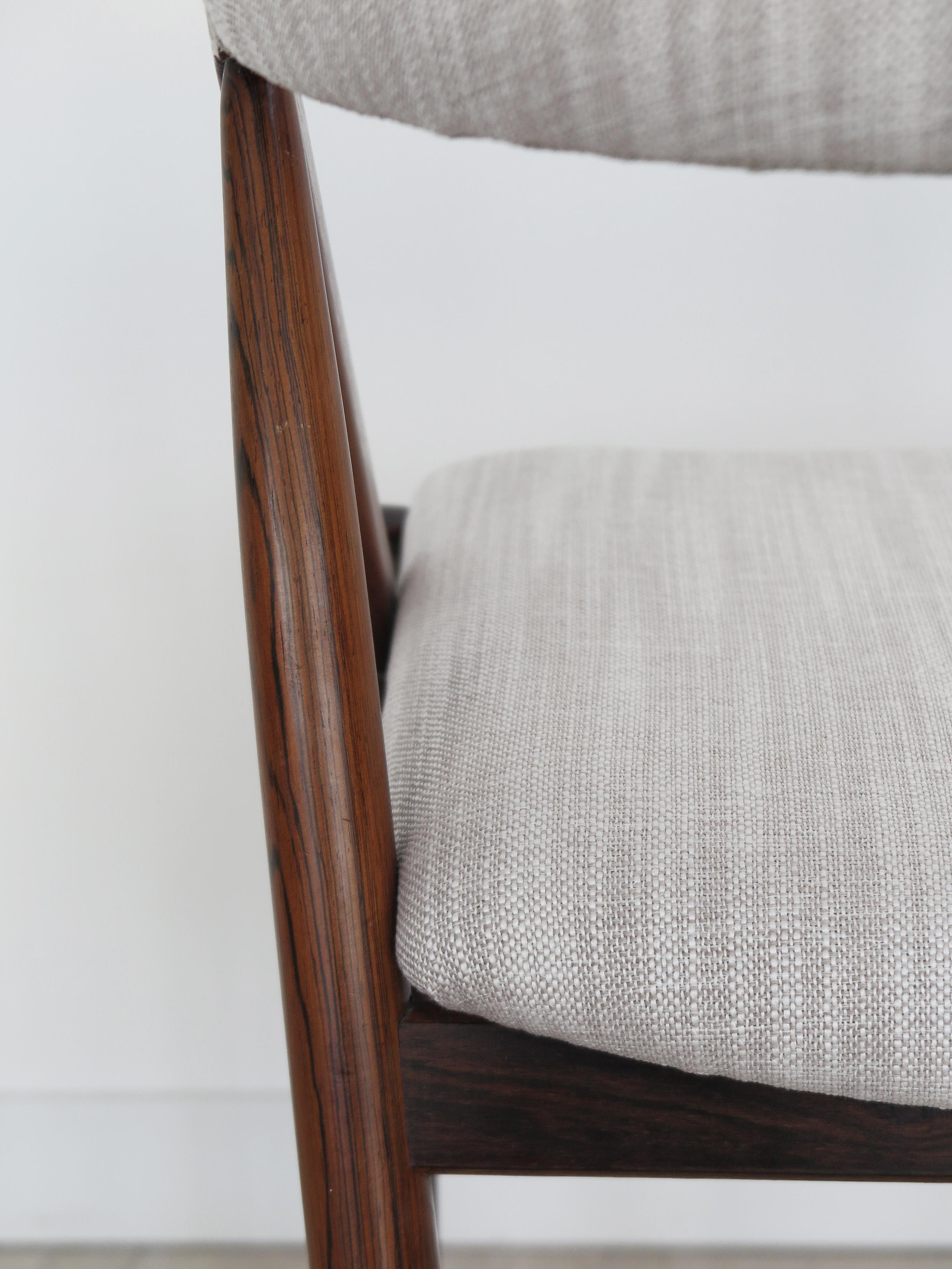 Fabric Kai Kristiansen Scandinavian Midcentury Dark Wood Dining Chair 1960s For Sale