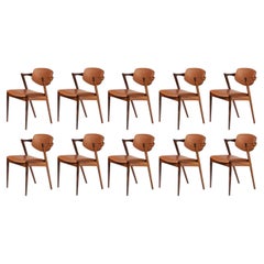 Kai Kristiansen Set of 10 Model 42 Rosewood and Leather Dining Chairs