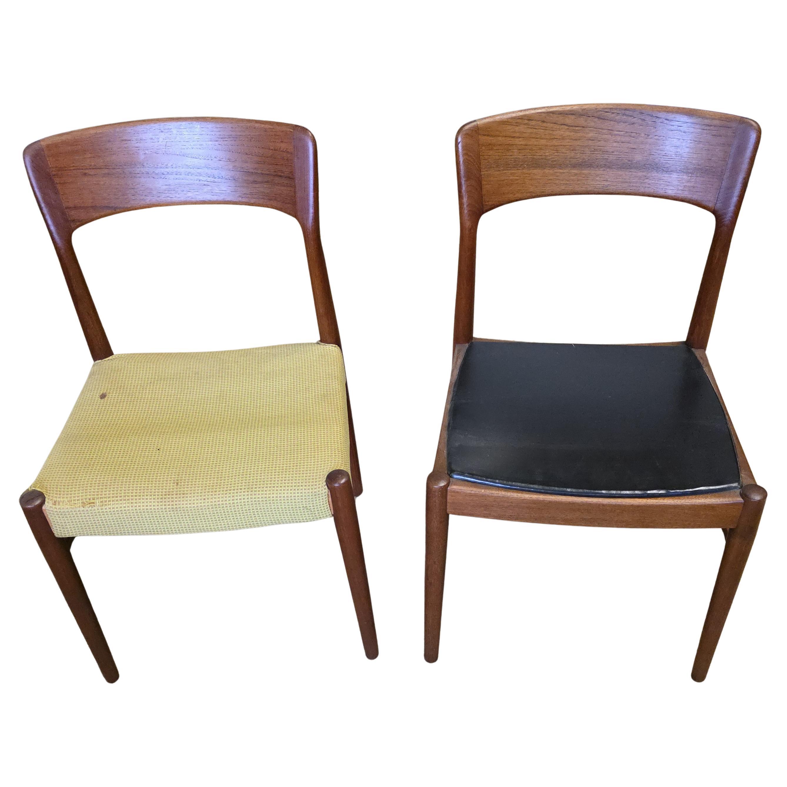 Juego de 8 sillas de comedor Kai Kristiansen de teca para K.S. Mobler Dinamarca en venta
