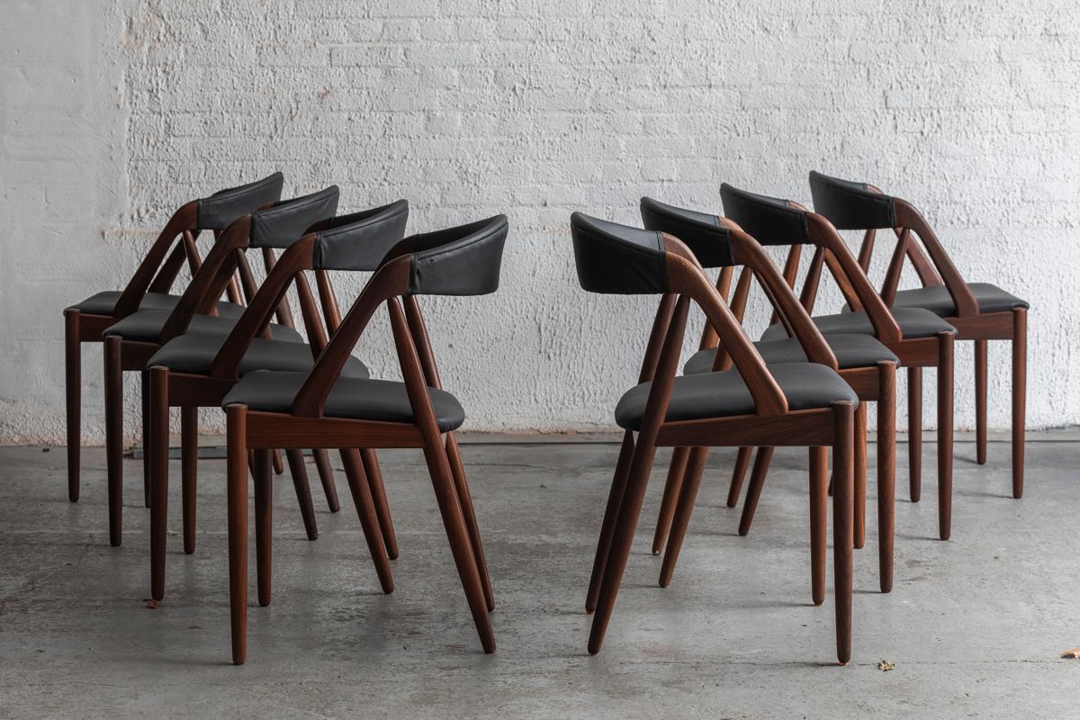 Mid-Century Modern Kai Kristiansen Set of 8 Dining Chairs ‘Model 31’, Denmark, 1960s 