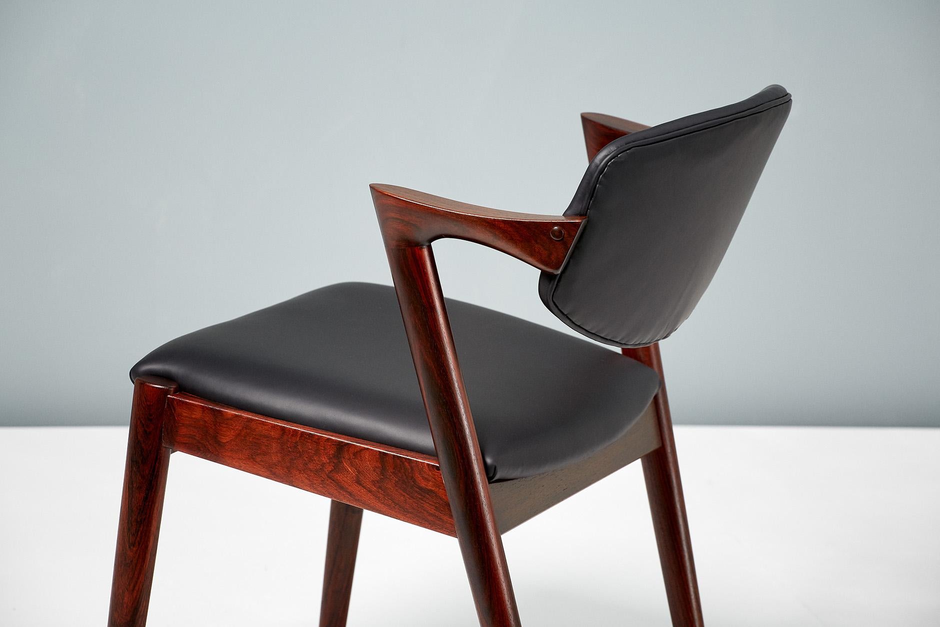 Kai Kristiansen Set of 8 Model 42 Dining Chairs, Rosewood and Leather 1