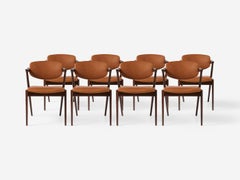 Kai Kristiansen Set of 8 Model 42 Rosewood and Leather Dining Chairs