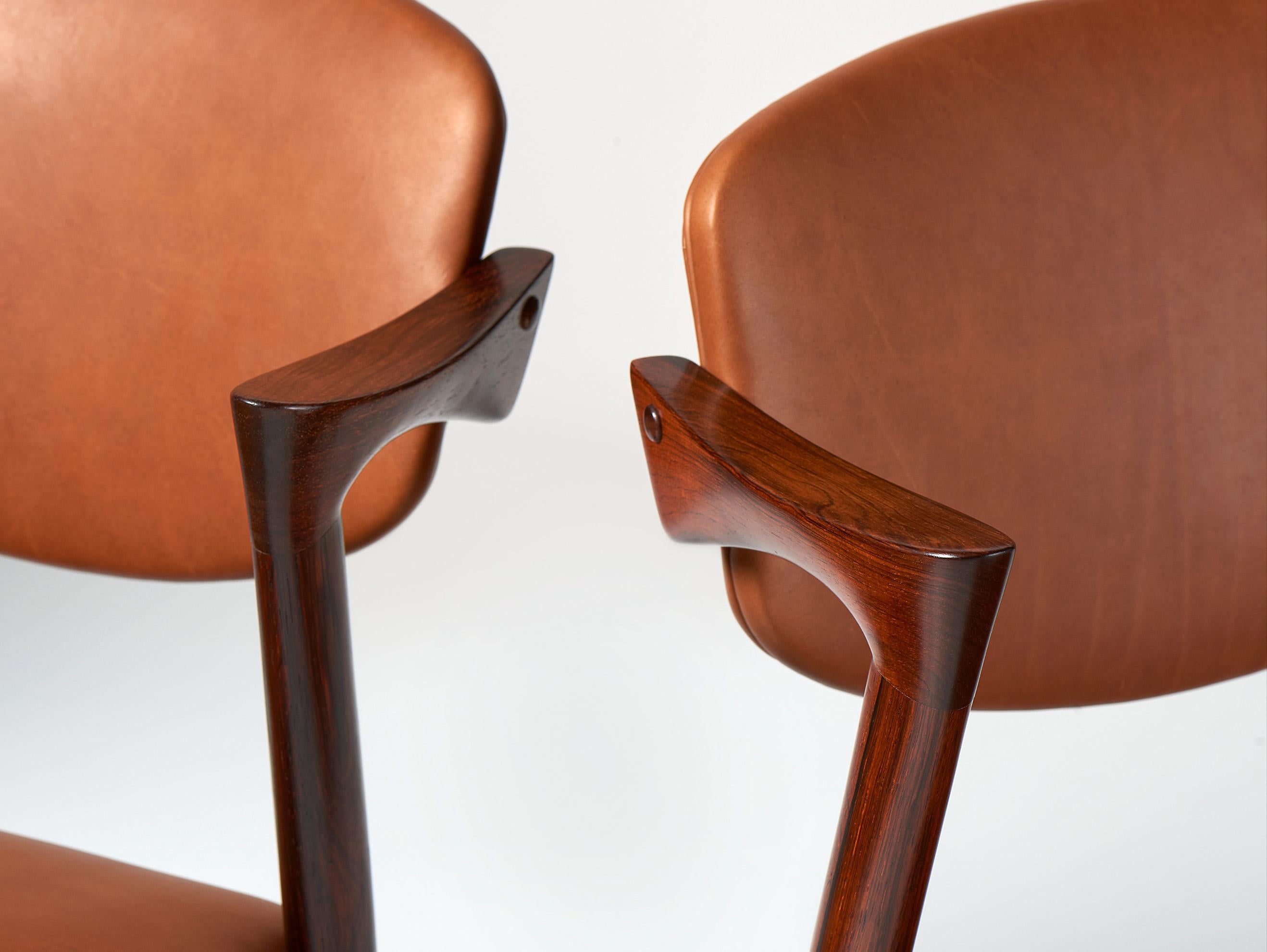 Kai Kristiansen Set of 8 Model 42 Rosewood and Leather Kai Kristiansen Set of 8 Model 42 Rosewood and Leather