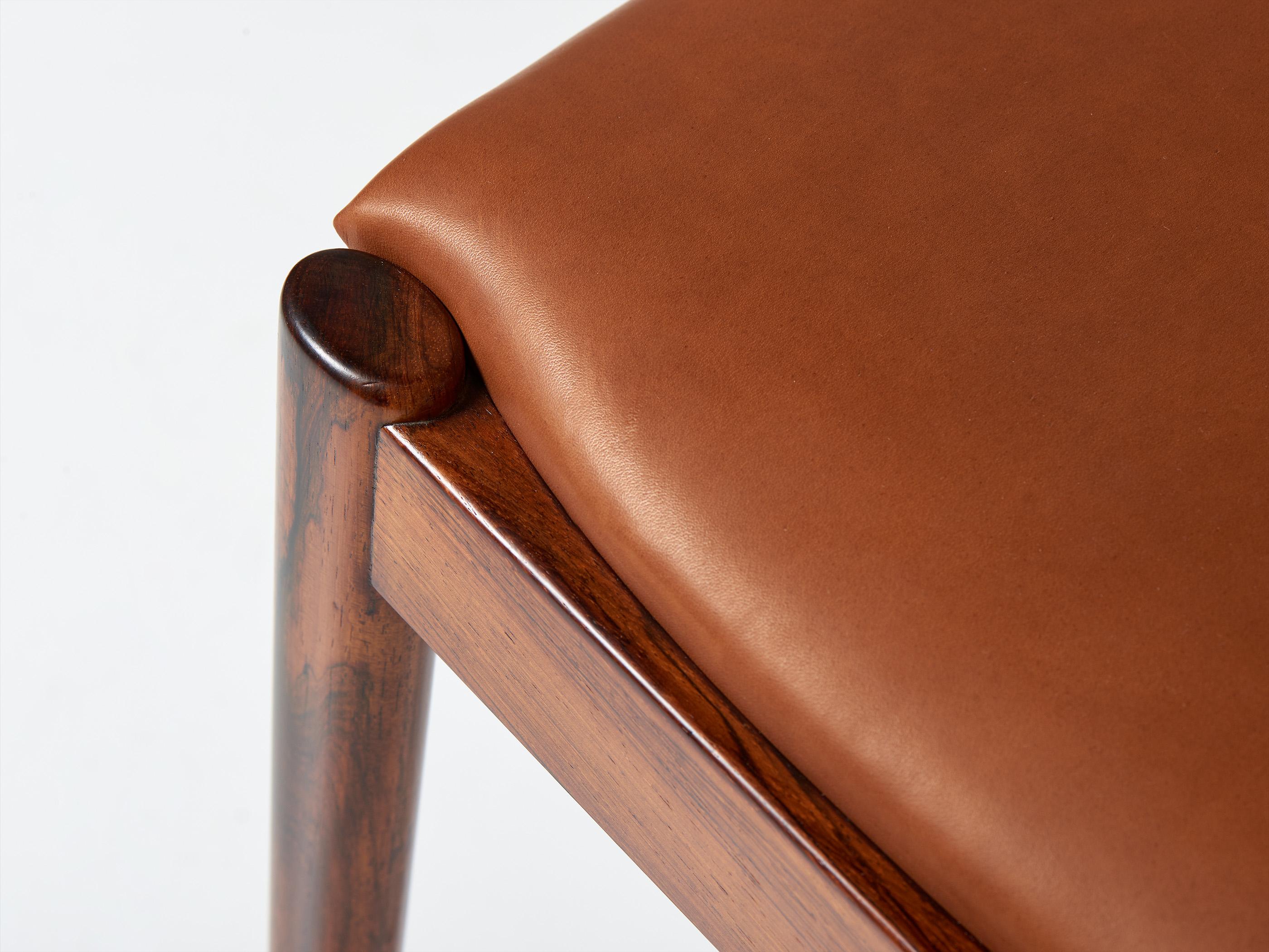 Kai Kristiansen Set of 8 Model 42 Rosewood and Leather Dining Chairs en venta 2