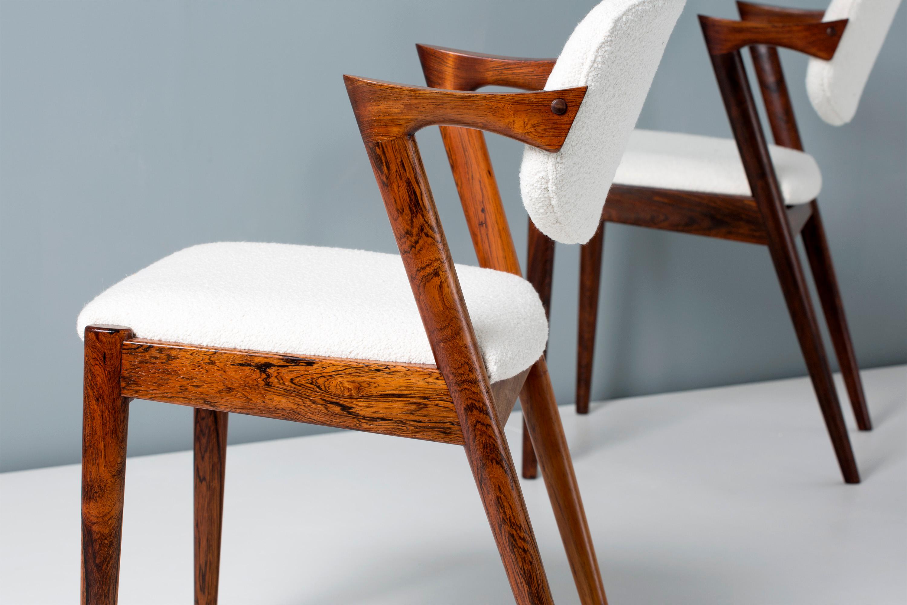 Kai Kristiansen Set of 8 Model 42 Rosewood and Boucle Dining Chairs 4