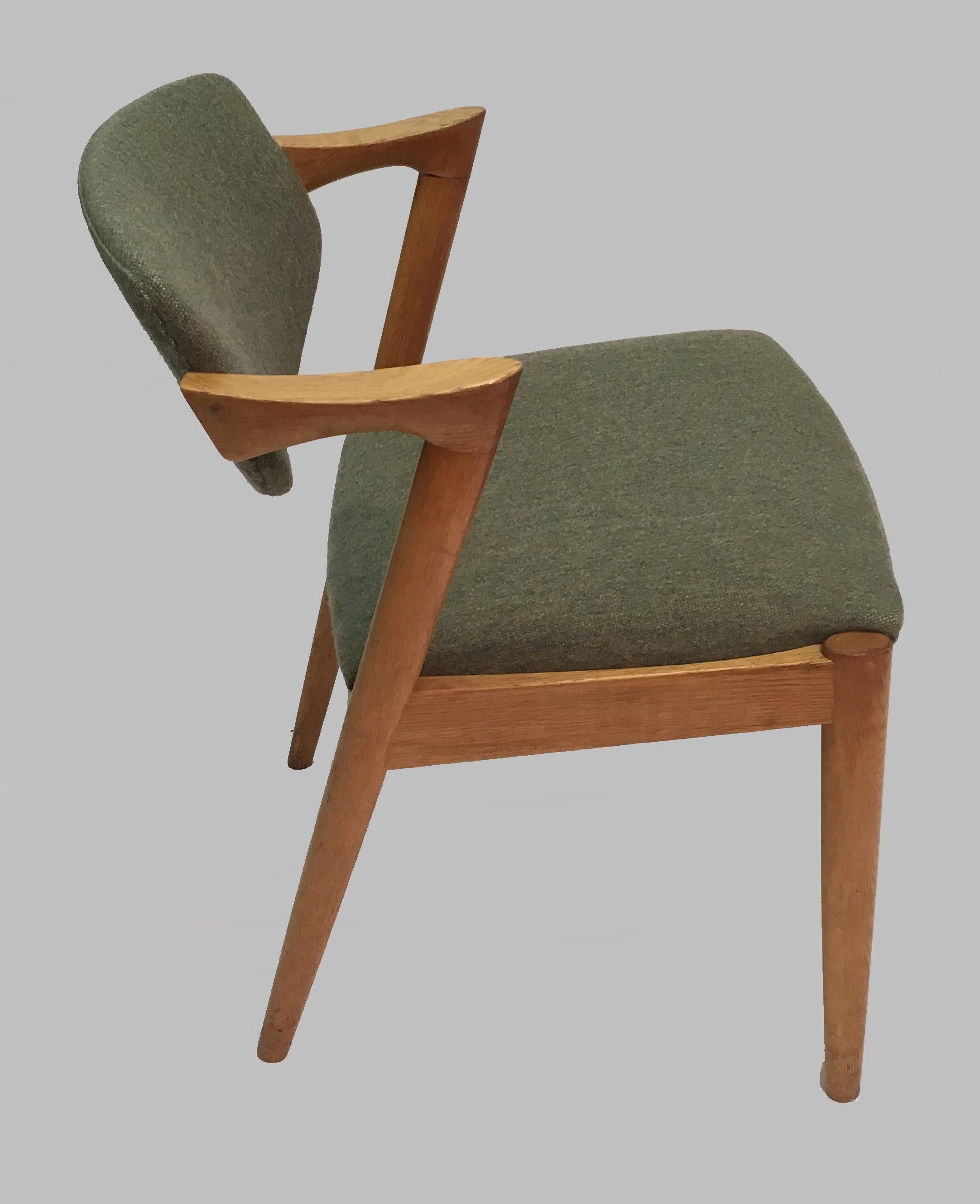 Kai Kristiansen Set of Eight Restored Oak Dining Chairs, - Custom Upholstery 1