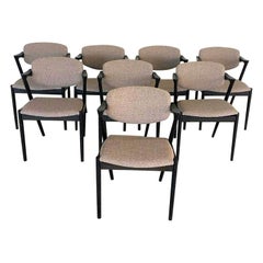 Kai Kristiansen Set of Eight Restored, Ebonized Dining Chairs, Inc. Reupholstery Kai Kristiansen Set of Eight Restored, Ebonized Dining Chairs, Inc. Reupholstery