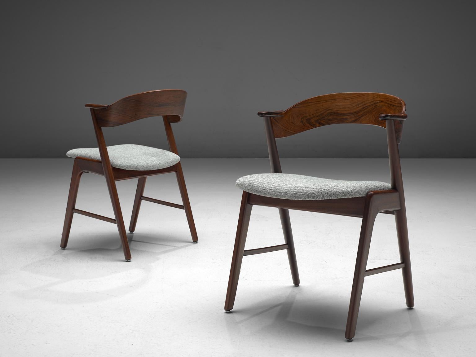 Mid-Century Modern Set of Eight Scandinavian Dining Chairs in Rosewood