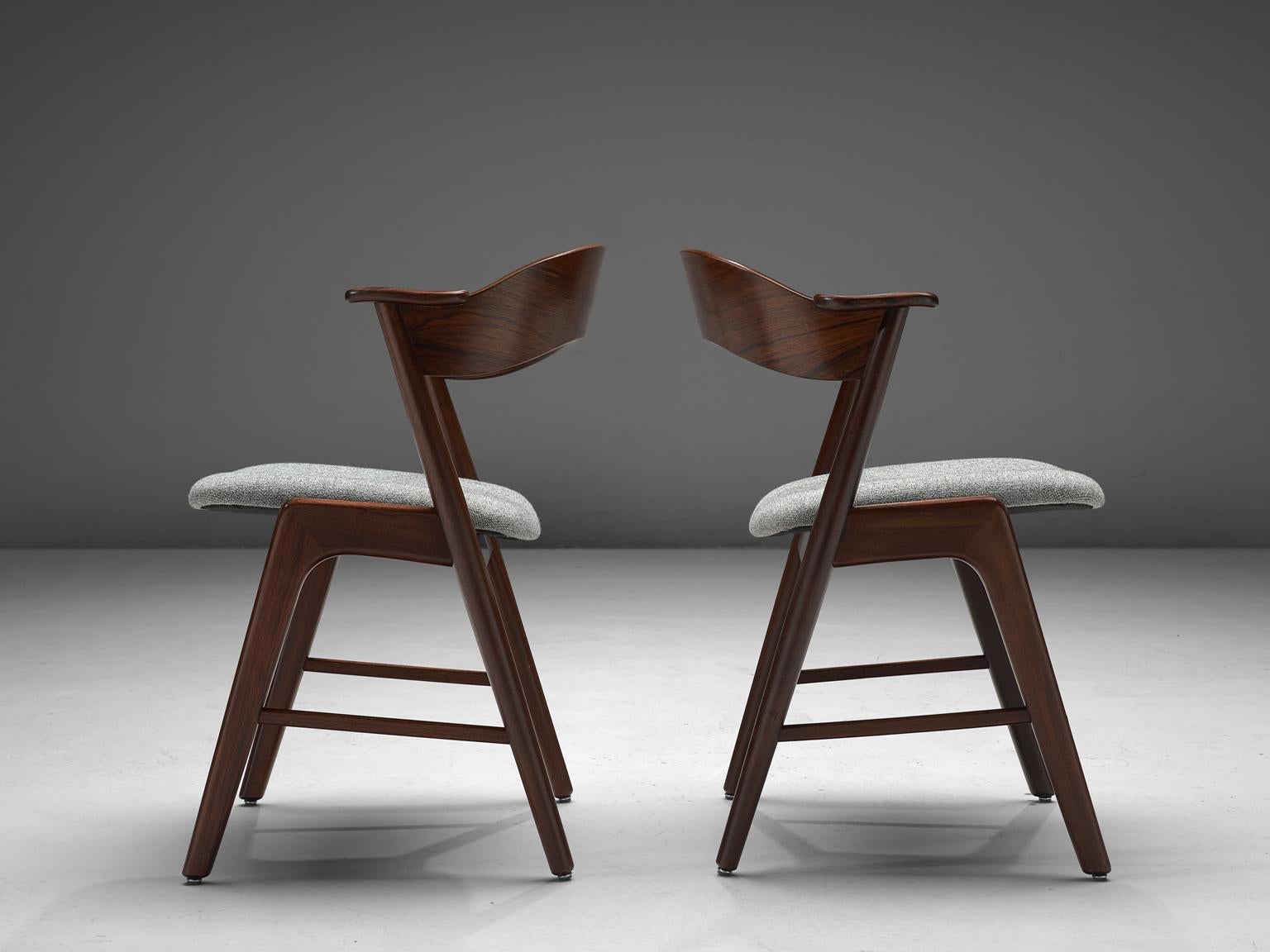 Danish Set of Eight Scandinavian Dining Chairs in Rosewood