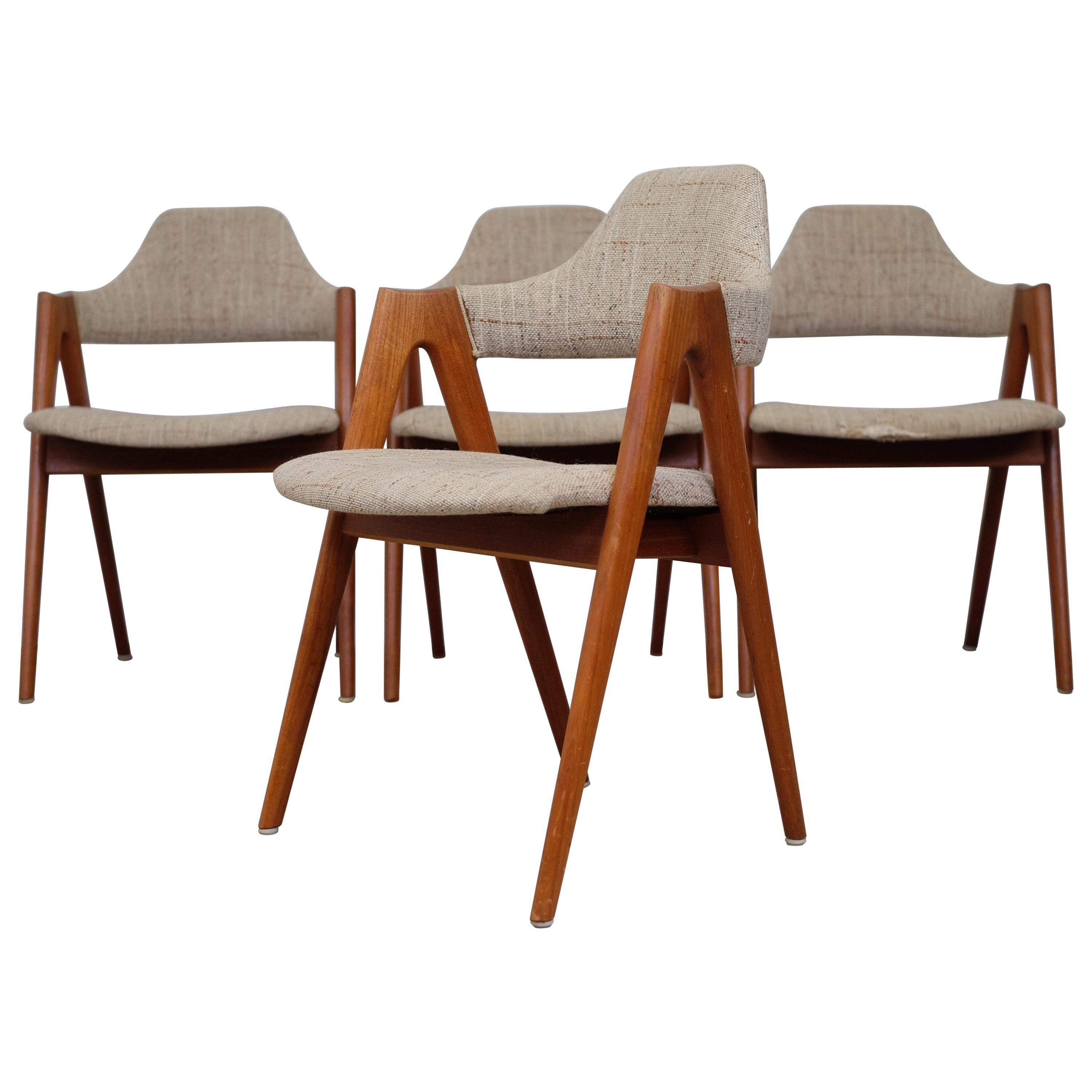 Kai Kristiansen Set of Four Compass Chairs in Teak For Sale