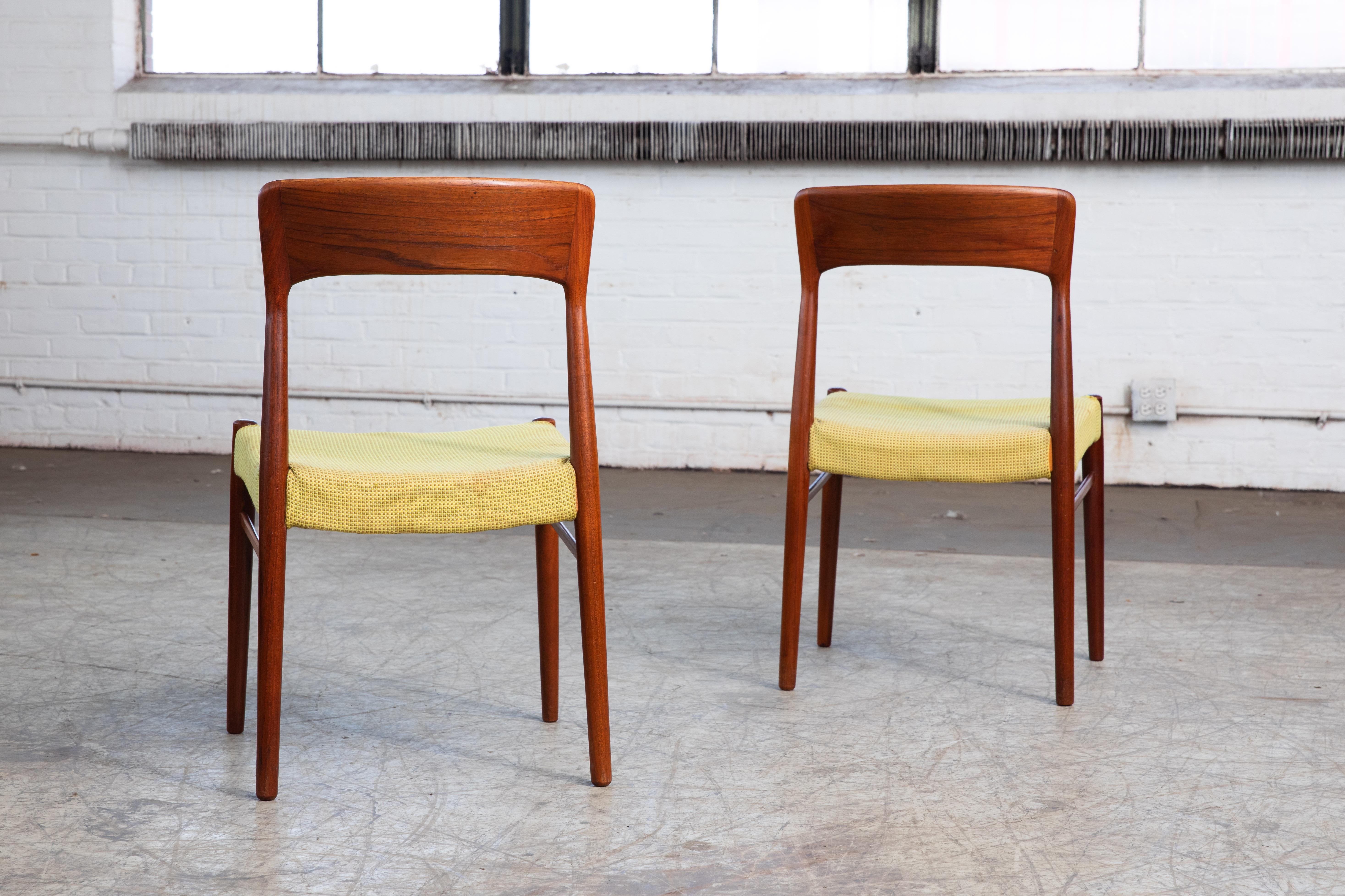 Kai Kristiansen Set of Four Dining Chairs in Teak for K.S. Mobler Denmark, 1960s For Sale 2