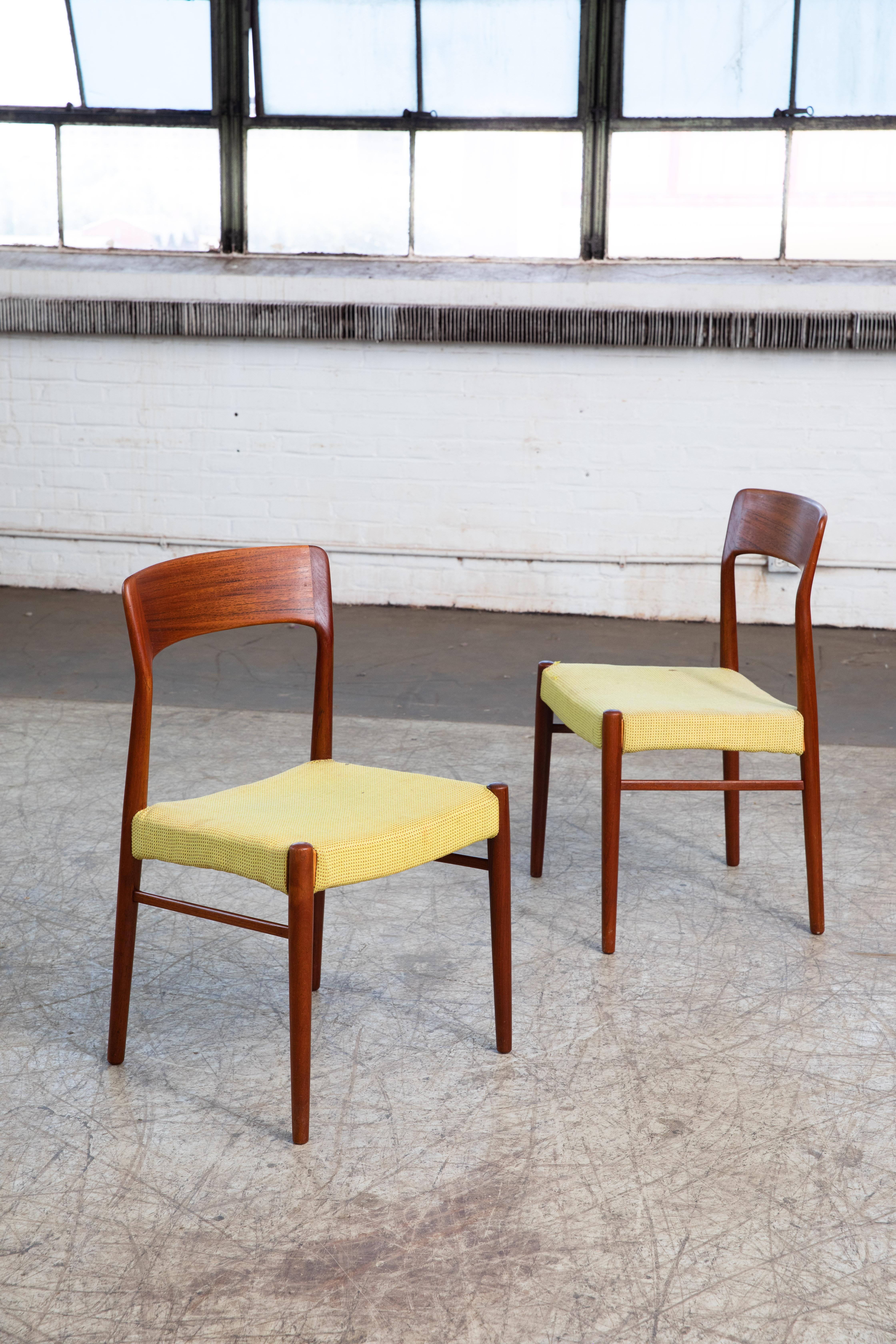 Mid-Century Modern Kai Kristiansen Set of Four Dining Chairs in Teak for K.S. Mobler Denmark, 1960s For Sale