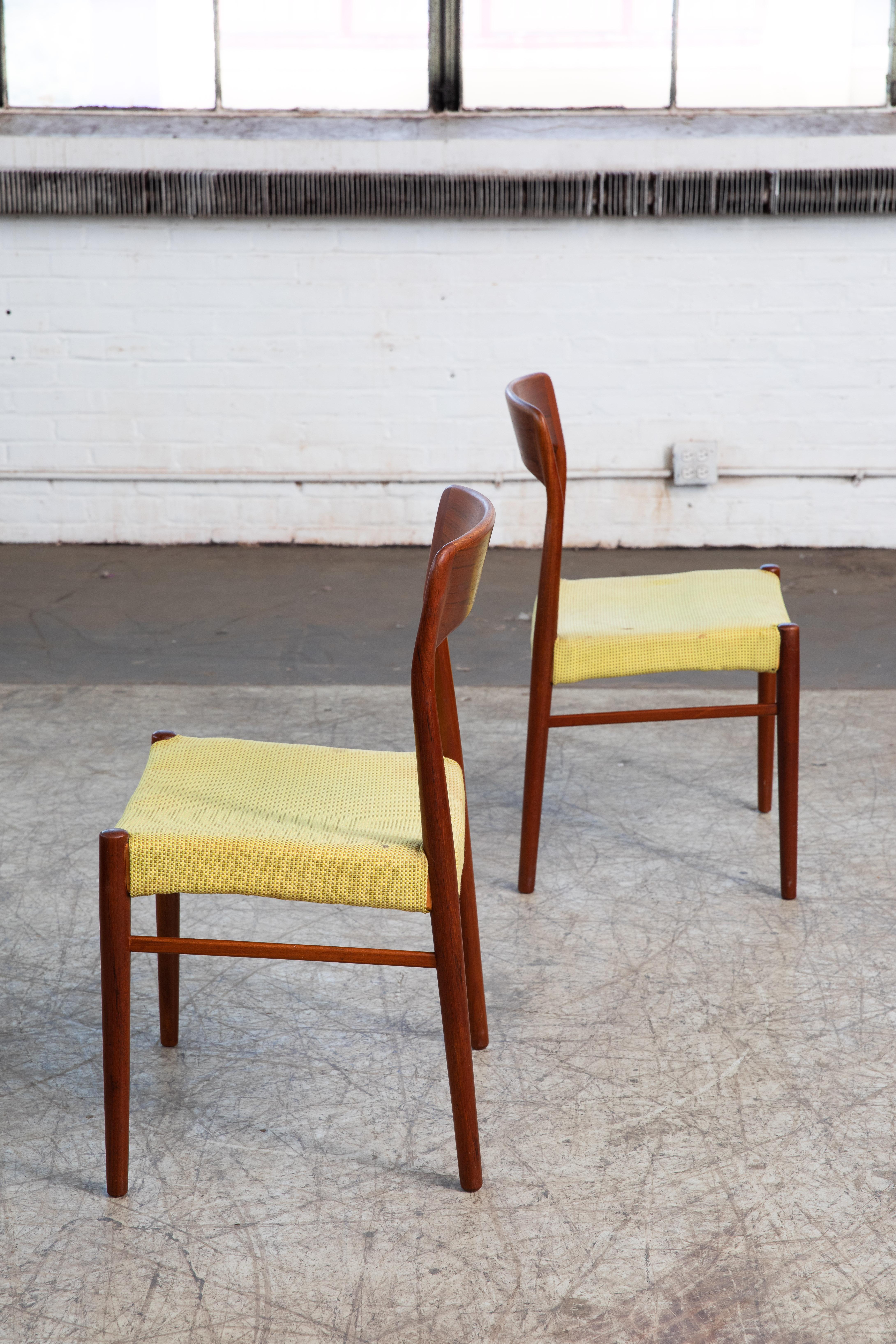 Kai Kristiansen Set of Four Dining Chairs in Teak for K.S. Mobler Denmark, 1960s In Good Condition For Sale In Bridgeport, CT
