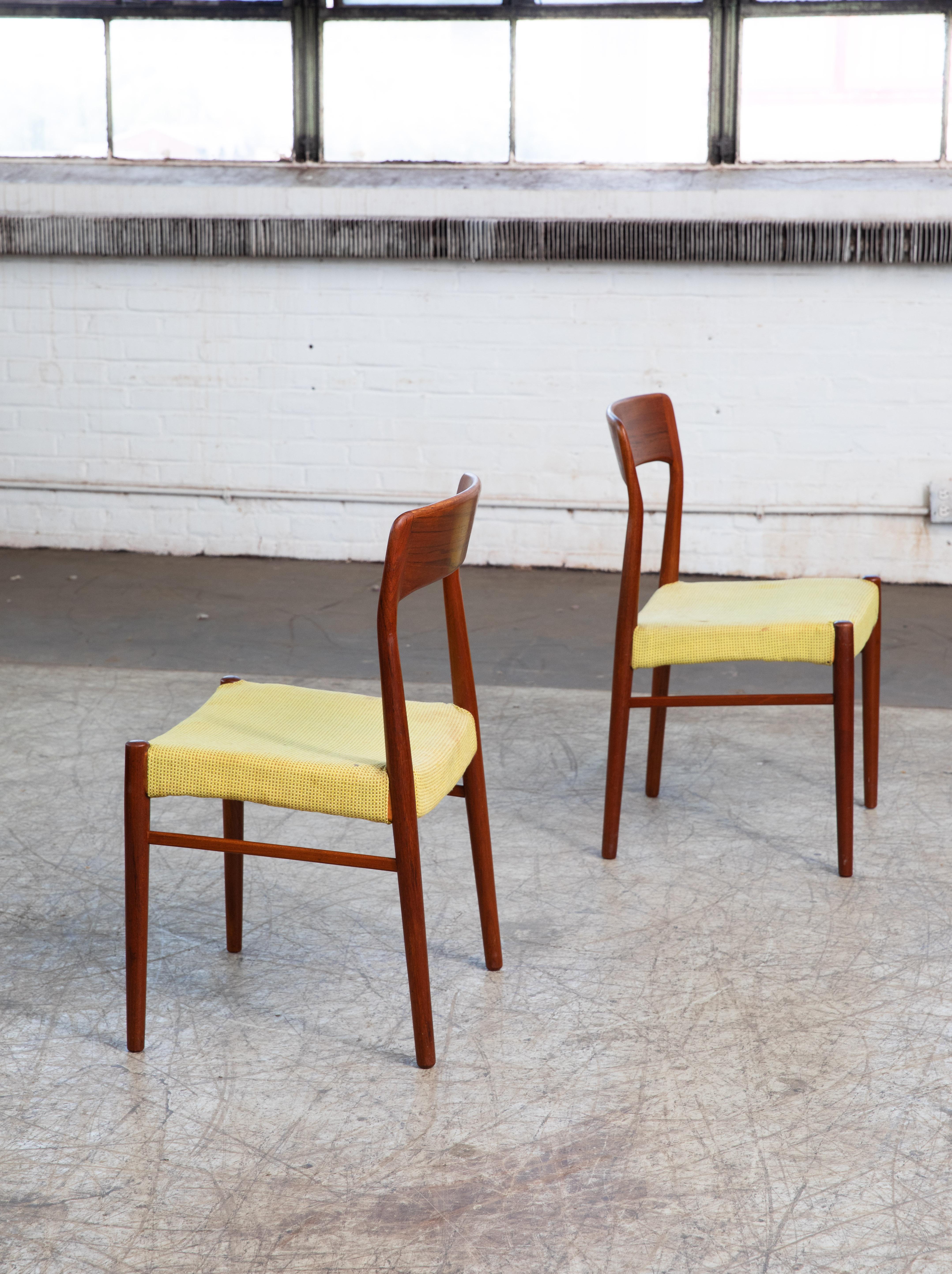 Mid-20th Century Kai Kristiansen Set of Four Dining Chairs in Teak for K.S. Mobler Denmark, 1960s For Sale