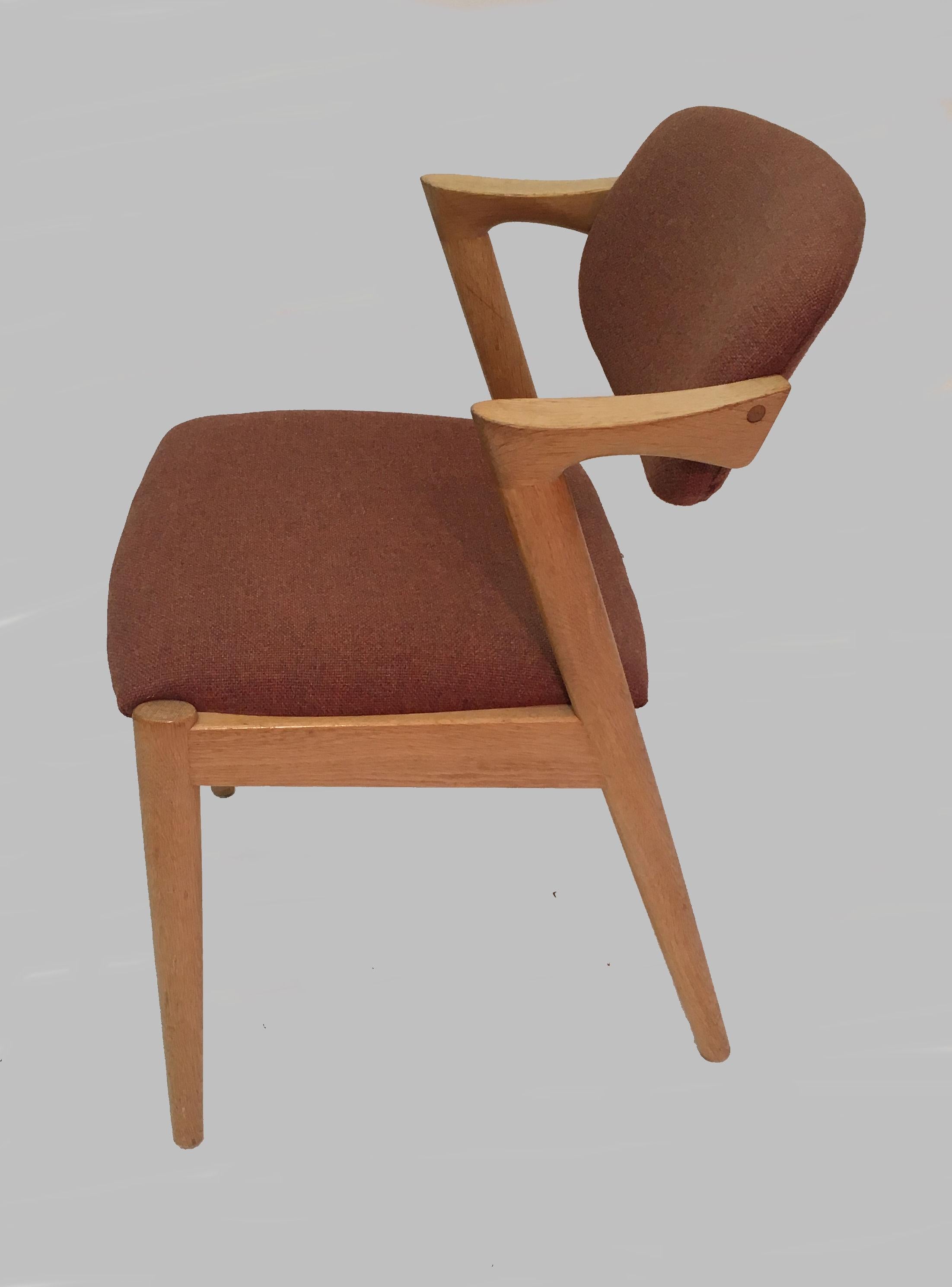 Danish Kai Kristiansen Set of Four Restored Dining Chairs in Oak, Inc. Reupholstery For Sale