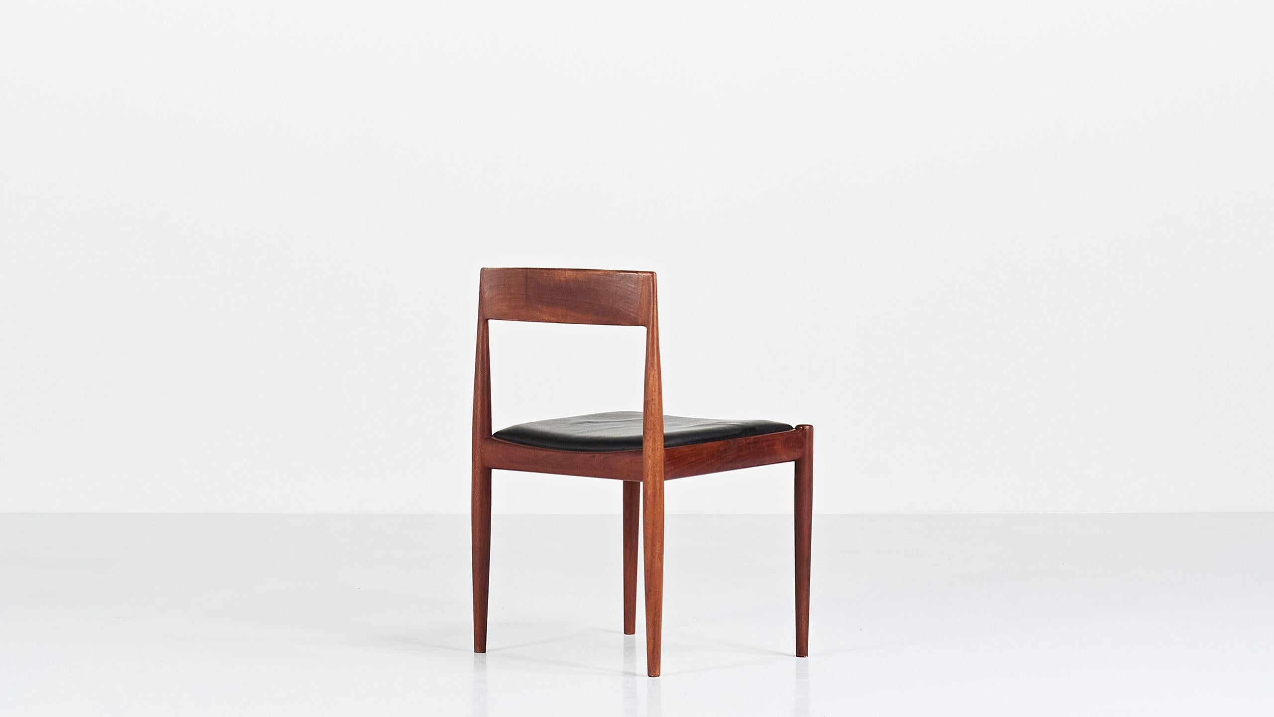 Varnished Kai Kristiansen, Set of Six “4110” Chairs for Fritz Hansen, Denmark, C. 1960