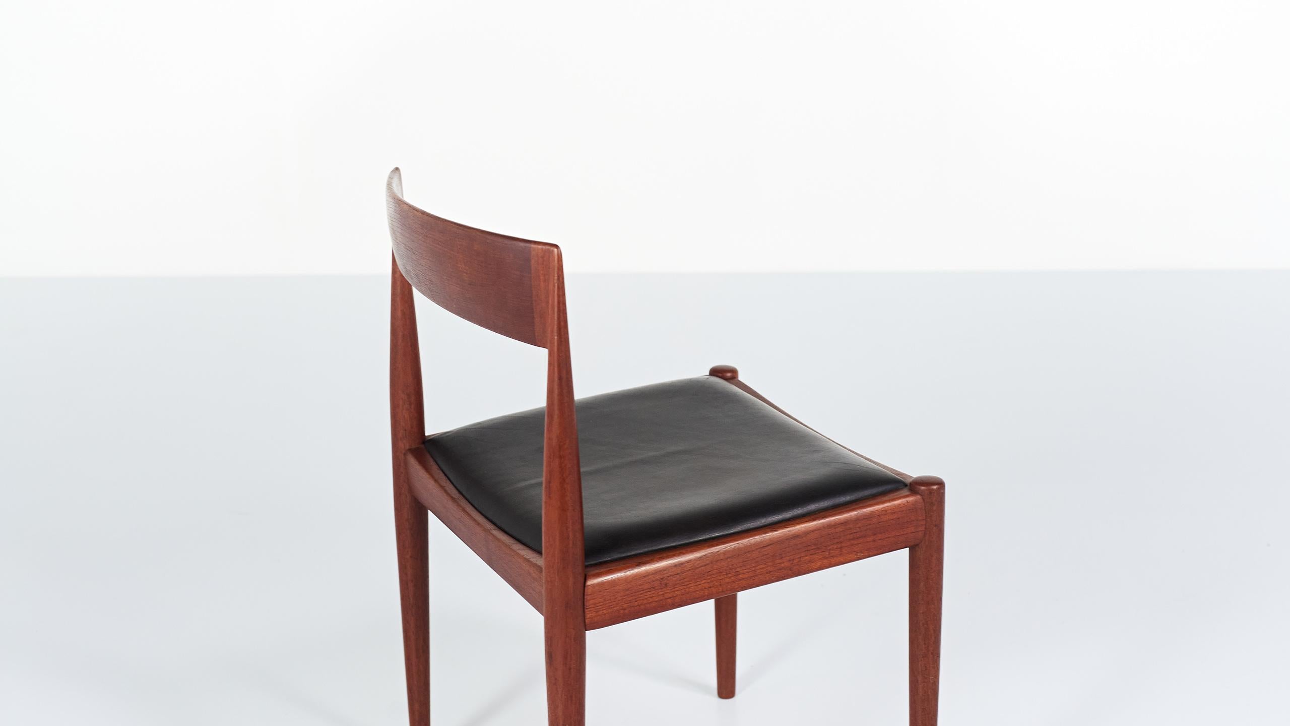 Leather Kai Kristiansen, Set of Six “4110” Chairs for Fritz Hansen, Denmark, C. 1960