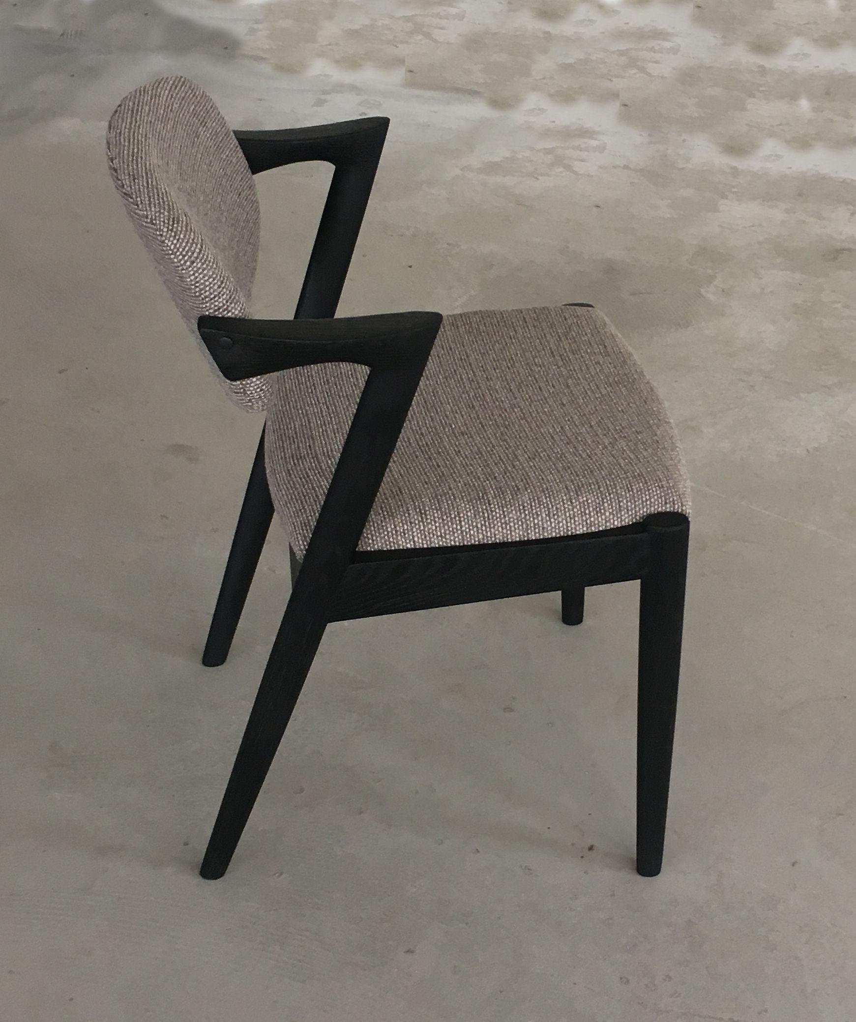 Six Restored Kai Kristiansen Ebonized Dining Chairs Custom Reupholstery Included For Sale 2