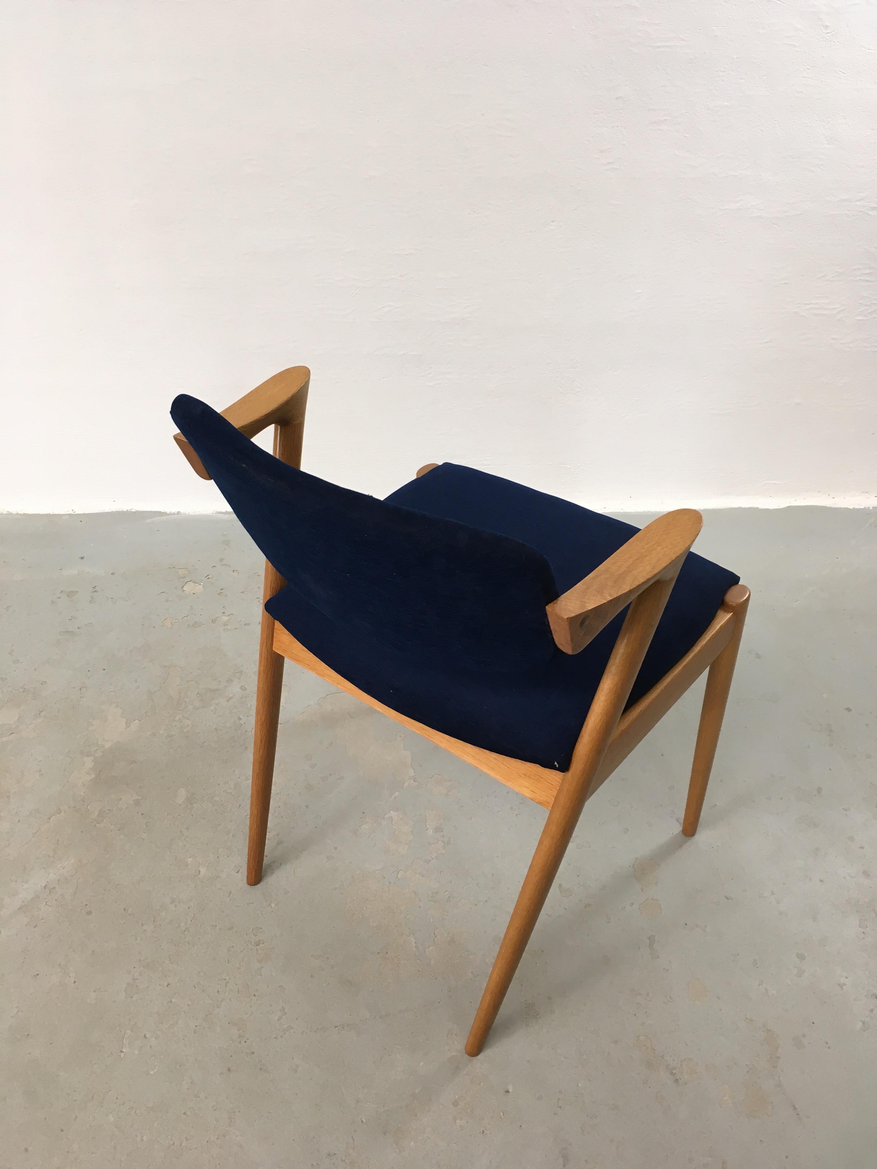Kai Kristiansen Set of Six Restored Tanned Oak Dining Chairs, Custom Upholstery 1