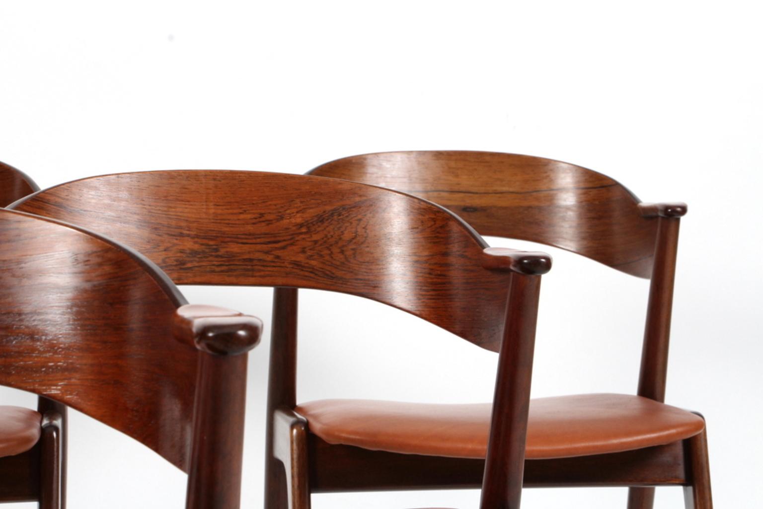 Scandinavian Modern Kai Kristiansen Set of Six Rosewood Dining Chairs