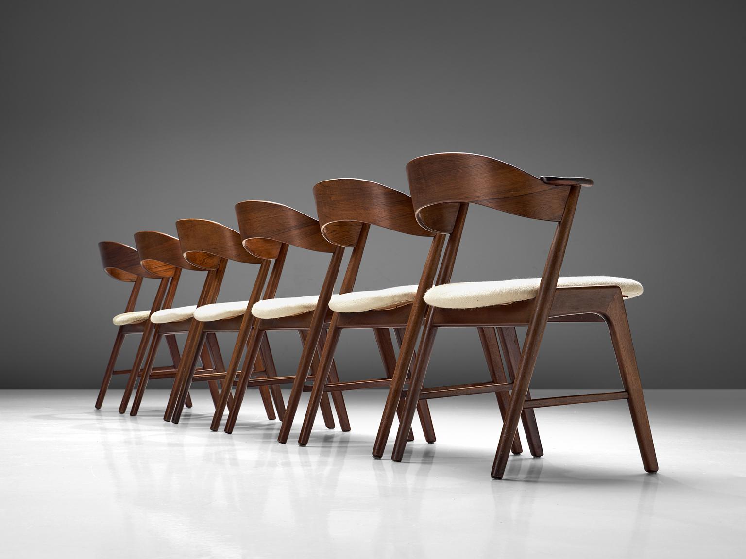 Scandinavian Modern Kai Kristiansen Set of Six Rosewood Dining Chairs