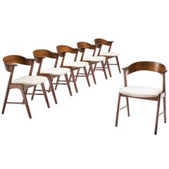 Juego de seis sillas de comedor de palisandro Kai Kristiansen