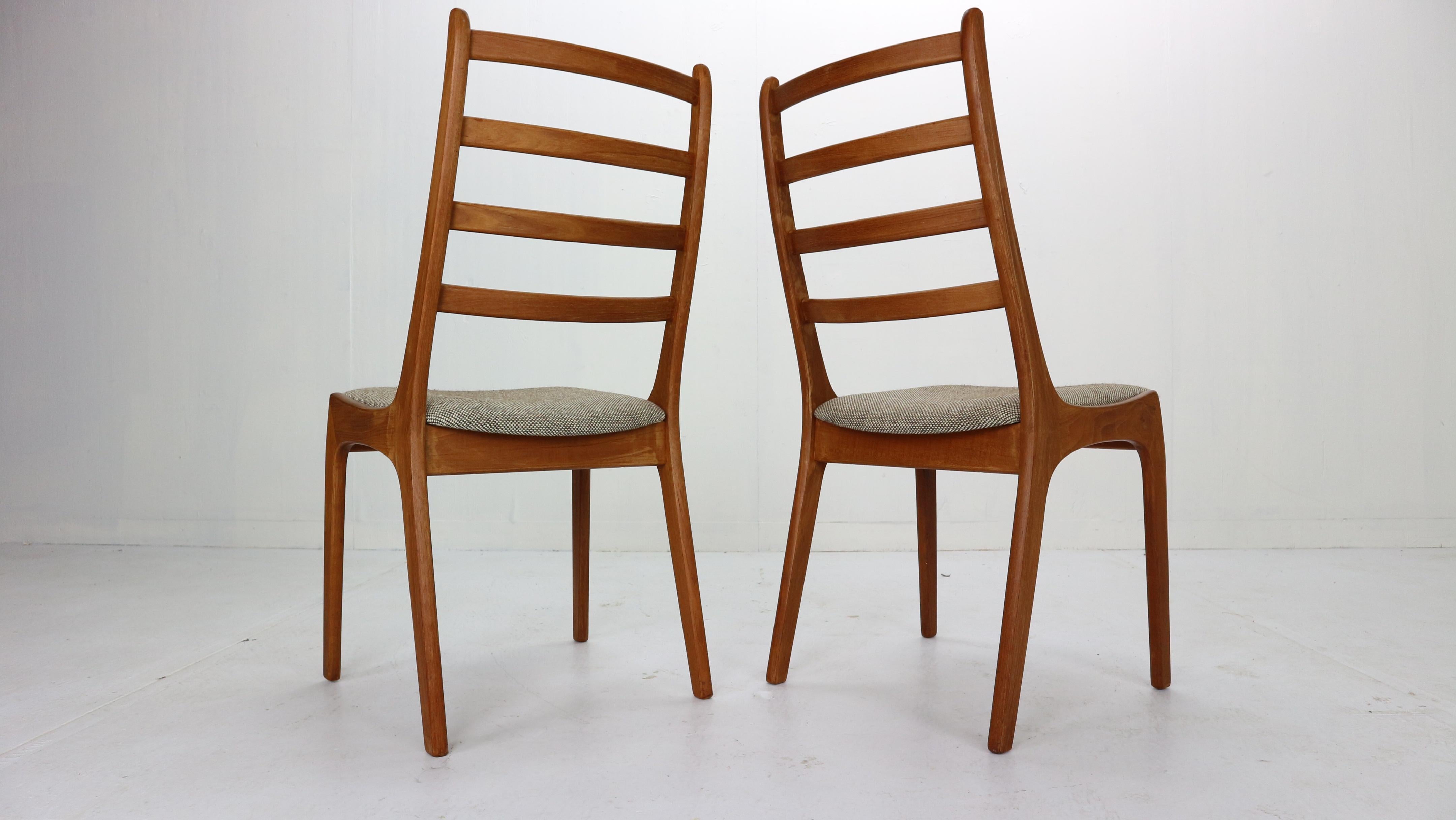 Set of Six Teak Ladder Dining Chairs, 1960s, Denmark 4