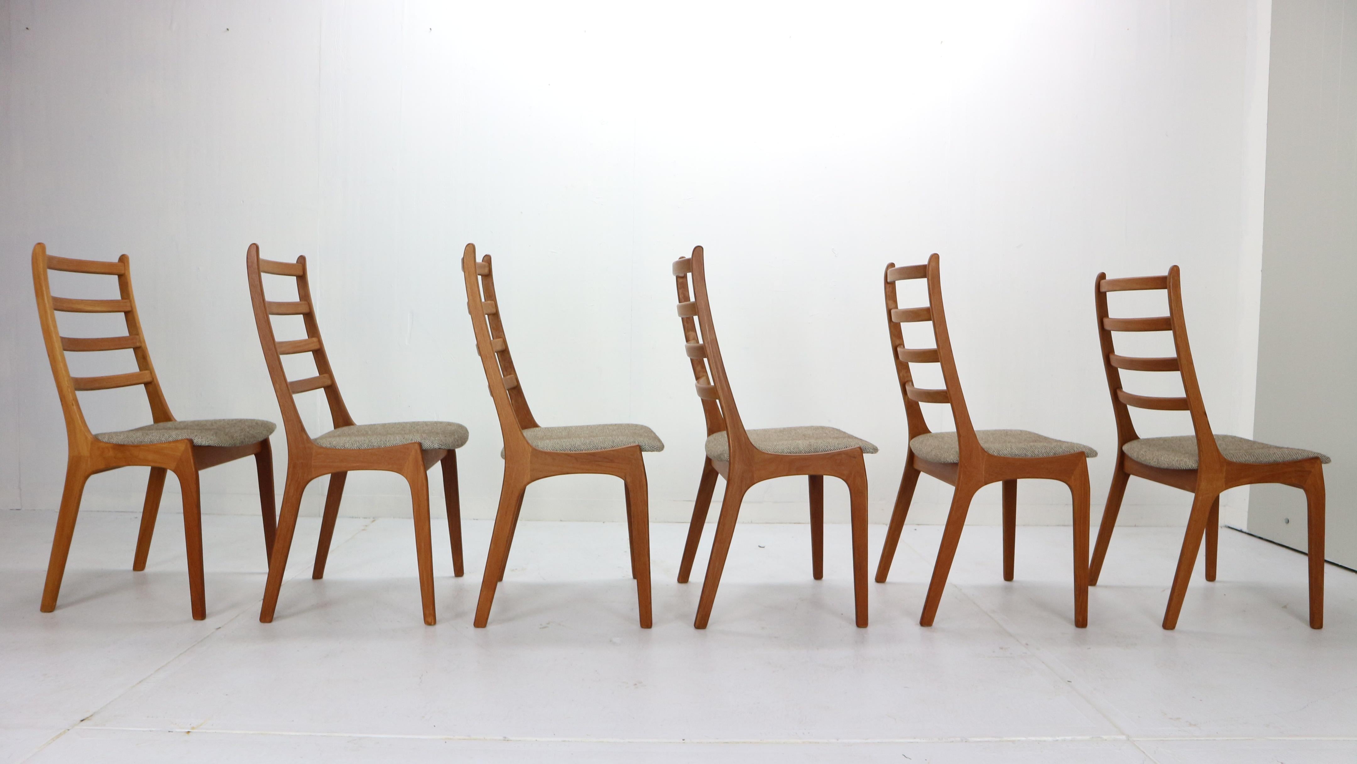 Set of Six Teak Ladder Dining Chairs, 1960s, Denmark 2