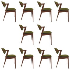 Kai Kristiansen Set of Ten Refinished Oak Dining Chairs, Inc. Re-Upholstery