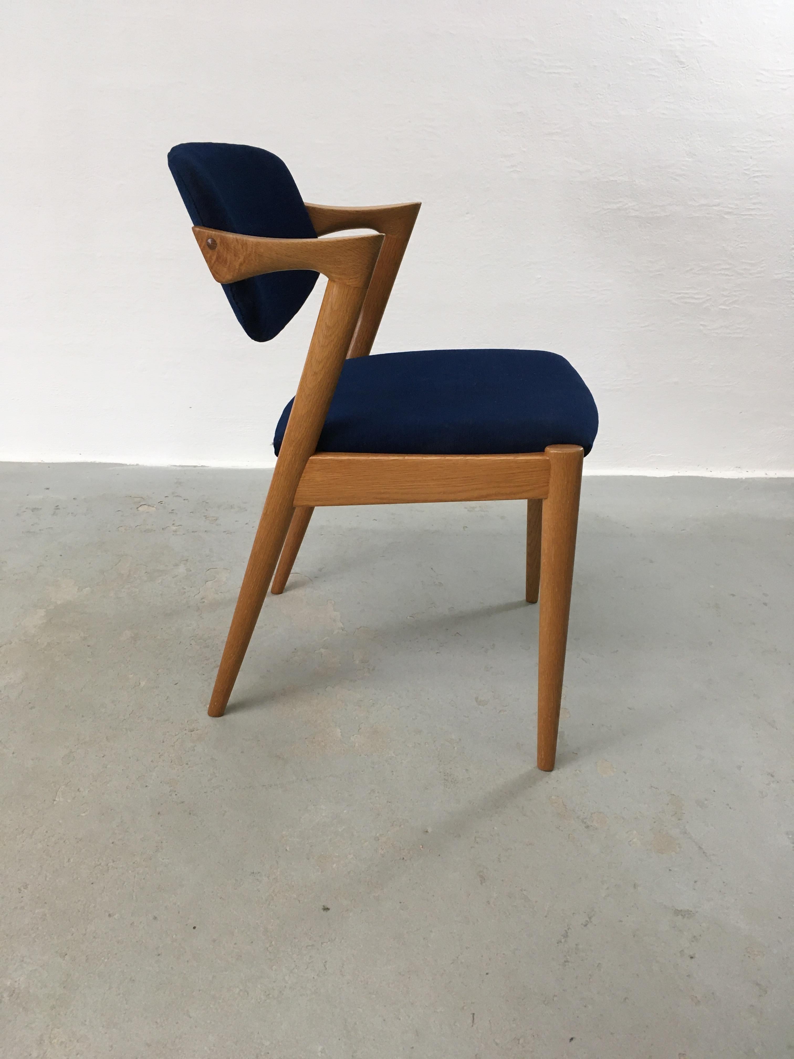Ten Restored Kai Kristiansen Oak Dining Chairs Custom Reupholstery Included For Sale 1