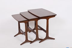 Kai Kristiansen Set of Three Walnut Stacking, Nesting Tables, 1960s