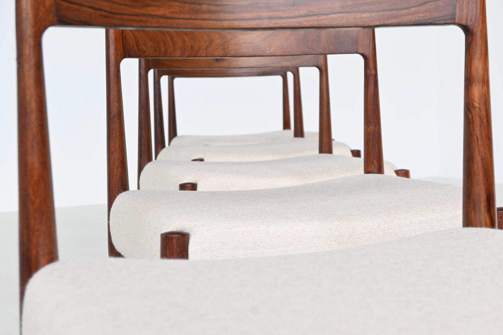 Kai Kristiansen set di dodici sedie da pranzo in palissandro Fritz Hansen Danimarca 1961 in vendita 5