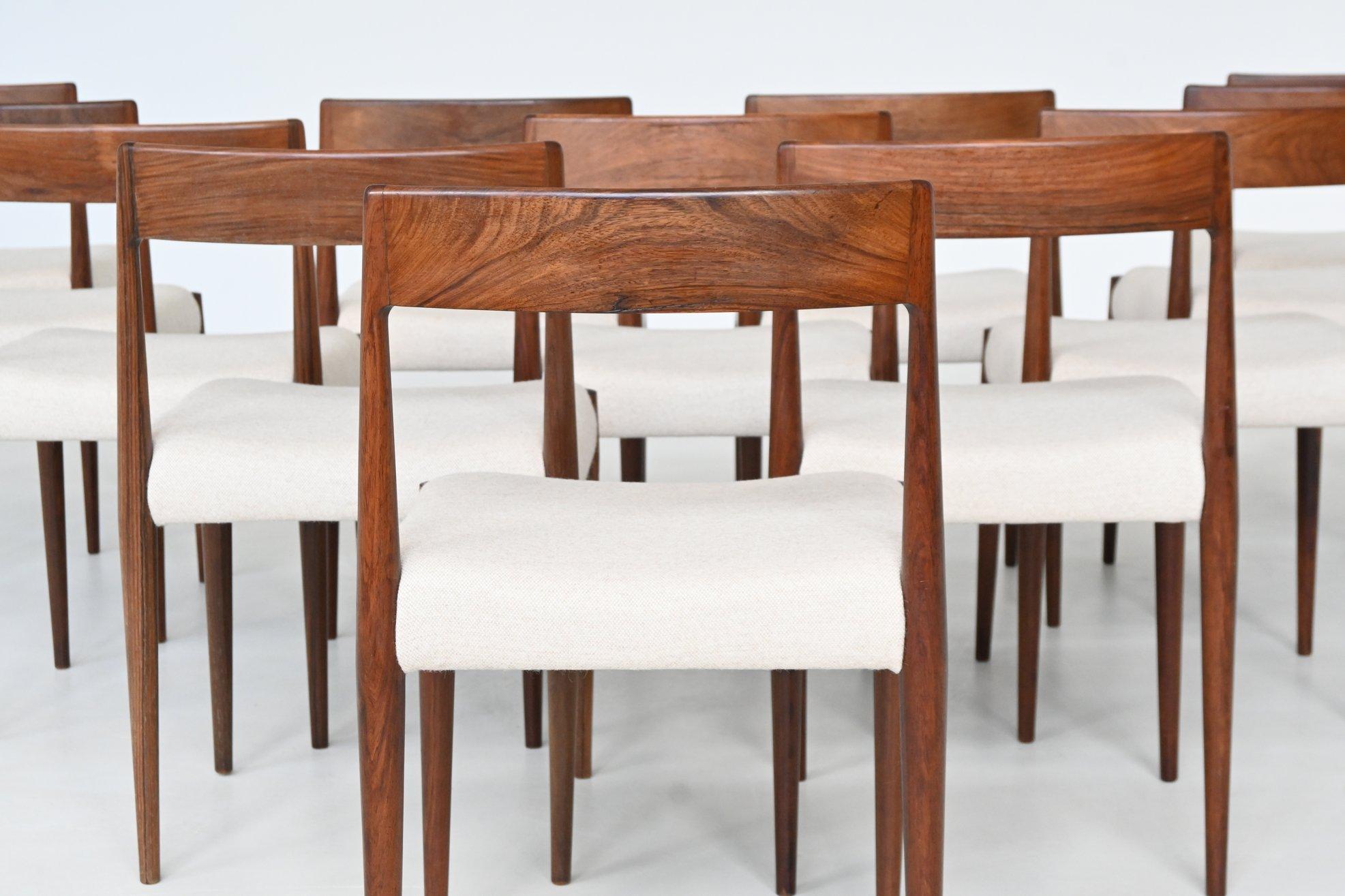 Kai Kristiansen set di dodici sedie da pranzo in palissandro Fritz Hansen Danimarca 1961 in vendita 6
