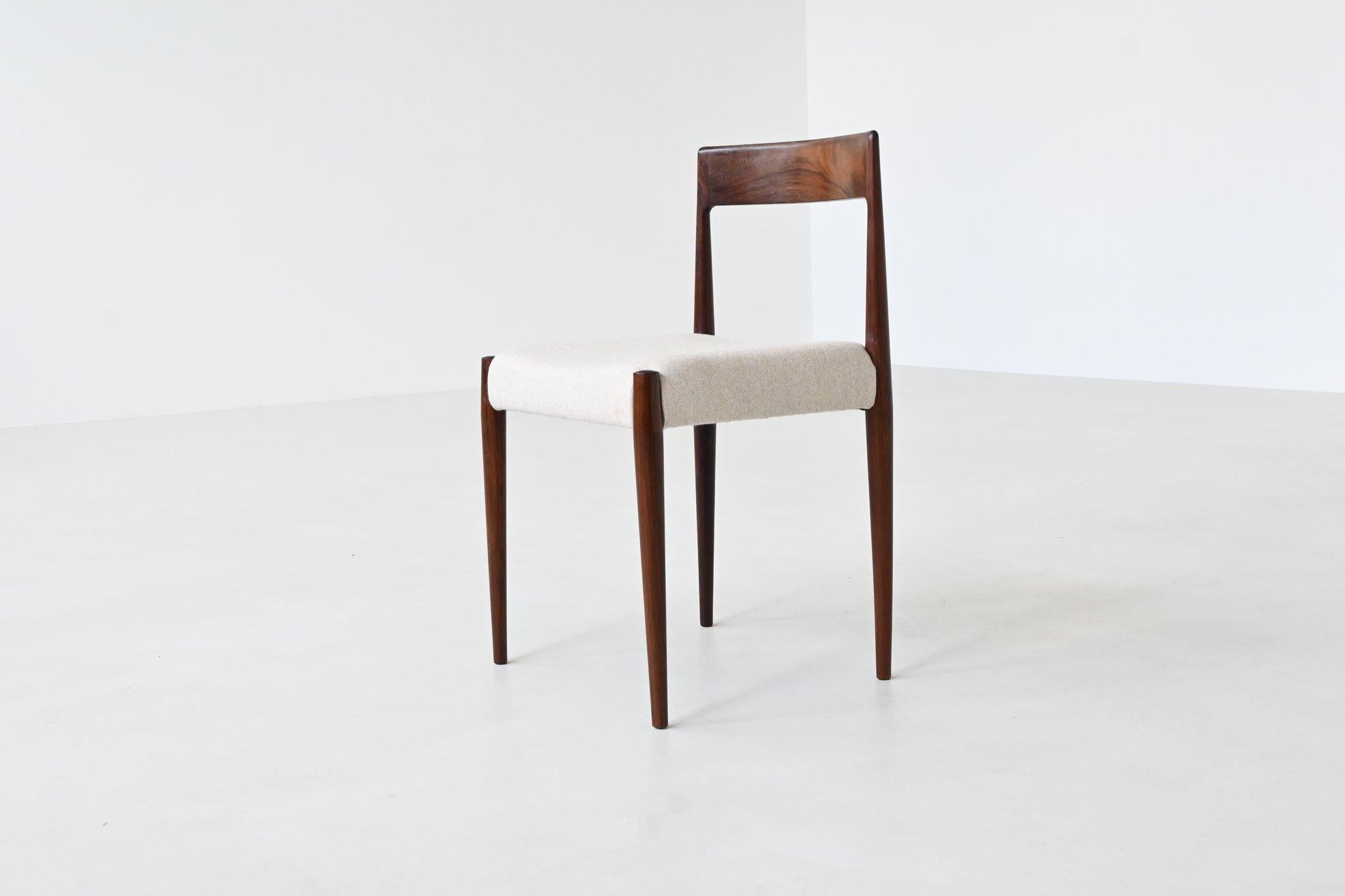 Kai Kristiansen set di dodici sedie da pranzo in palissandro Fritz Hansen Danimarca 1961 in vendita 8