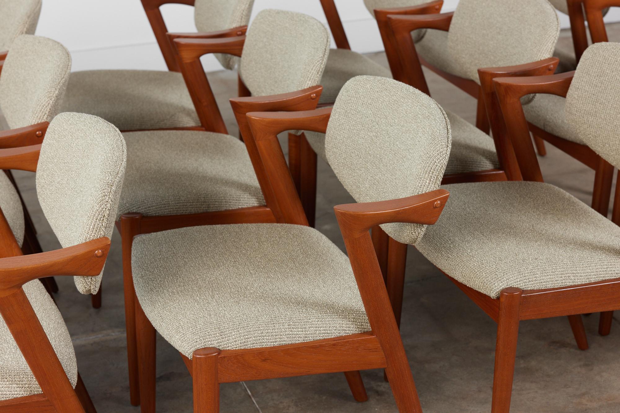 Kai Kristiansen Set of Twelve Model 42 Teak Dining Chairs for Schou Andersen 7