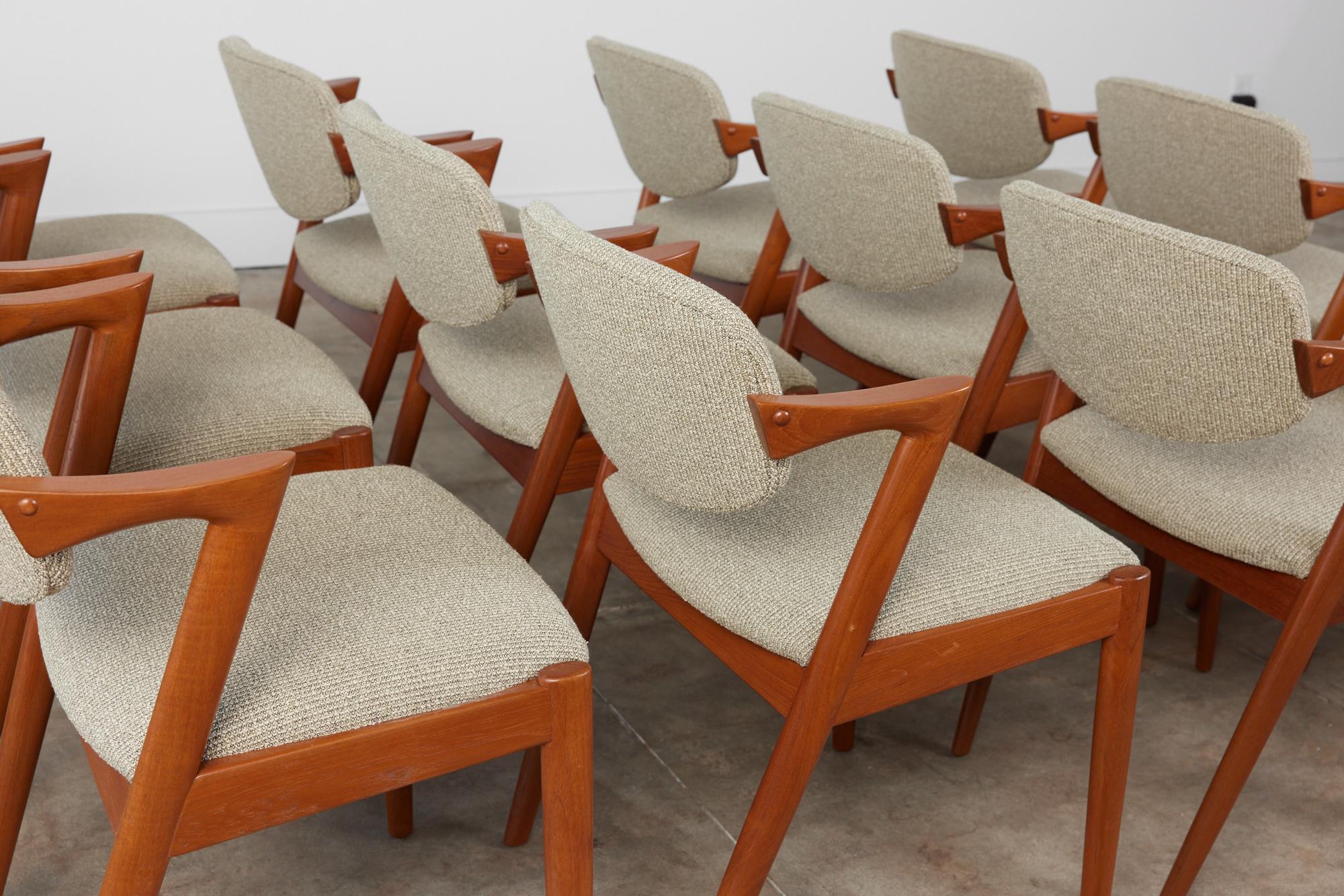Kai Kristiansen Set of Twelve Model 42 Teak Dining Chairs for Schou Andersen 9