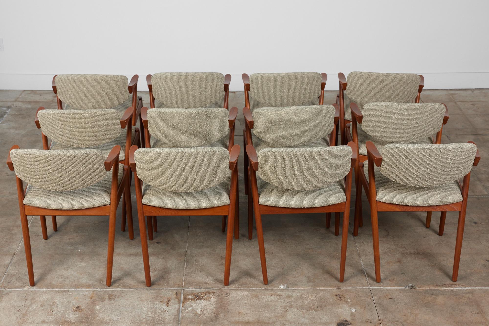 Kai Kristiansen Set of Twelve Model 42 Teak Dining Chairs for Schou Andersen 10