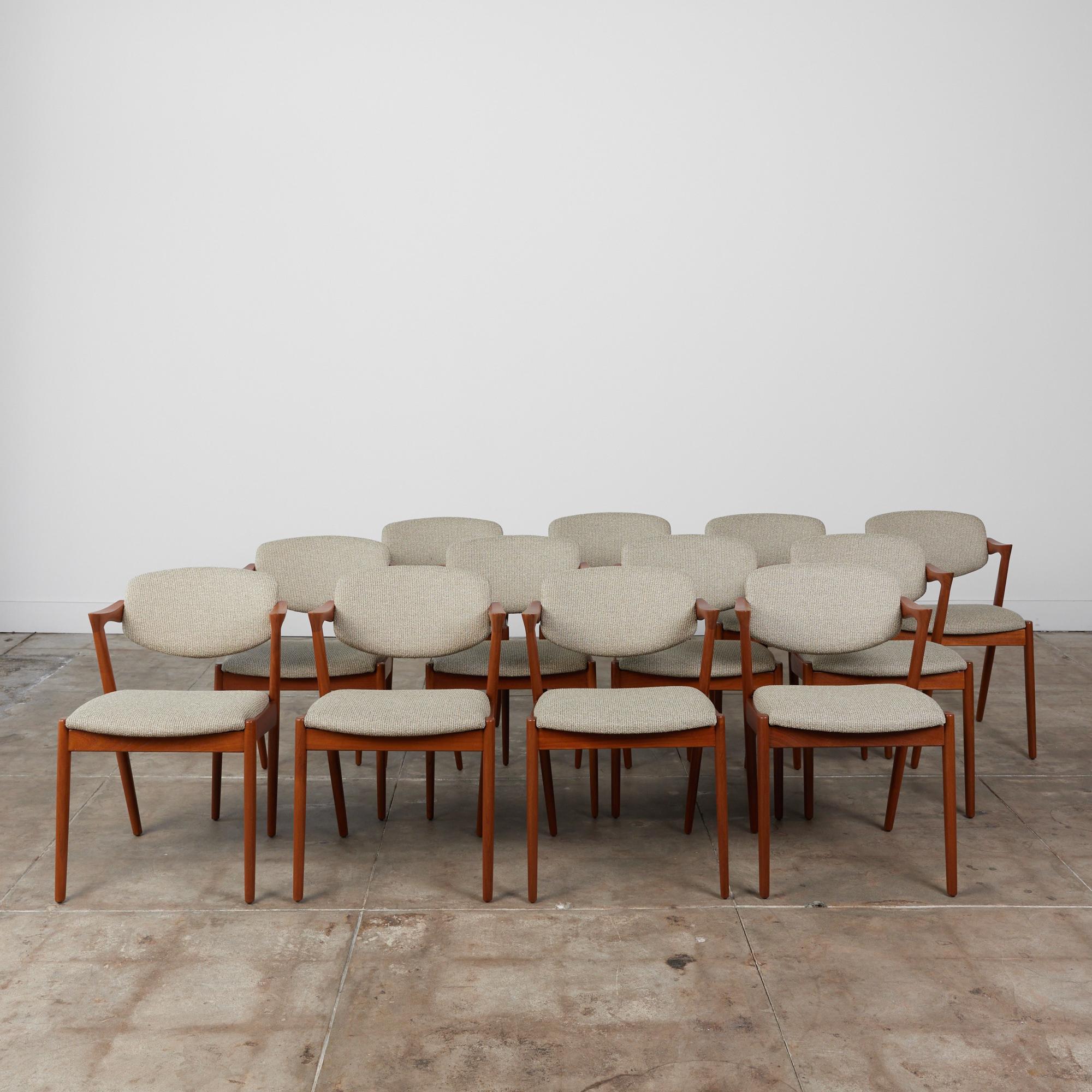 Danish Kai Kristiansen Set of Twelve Model 42 Teak Dining Chairs for Schou Andersen