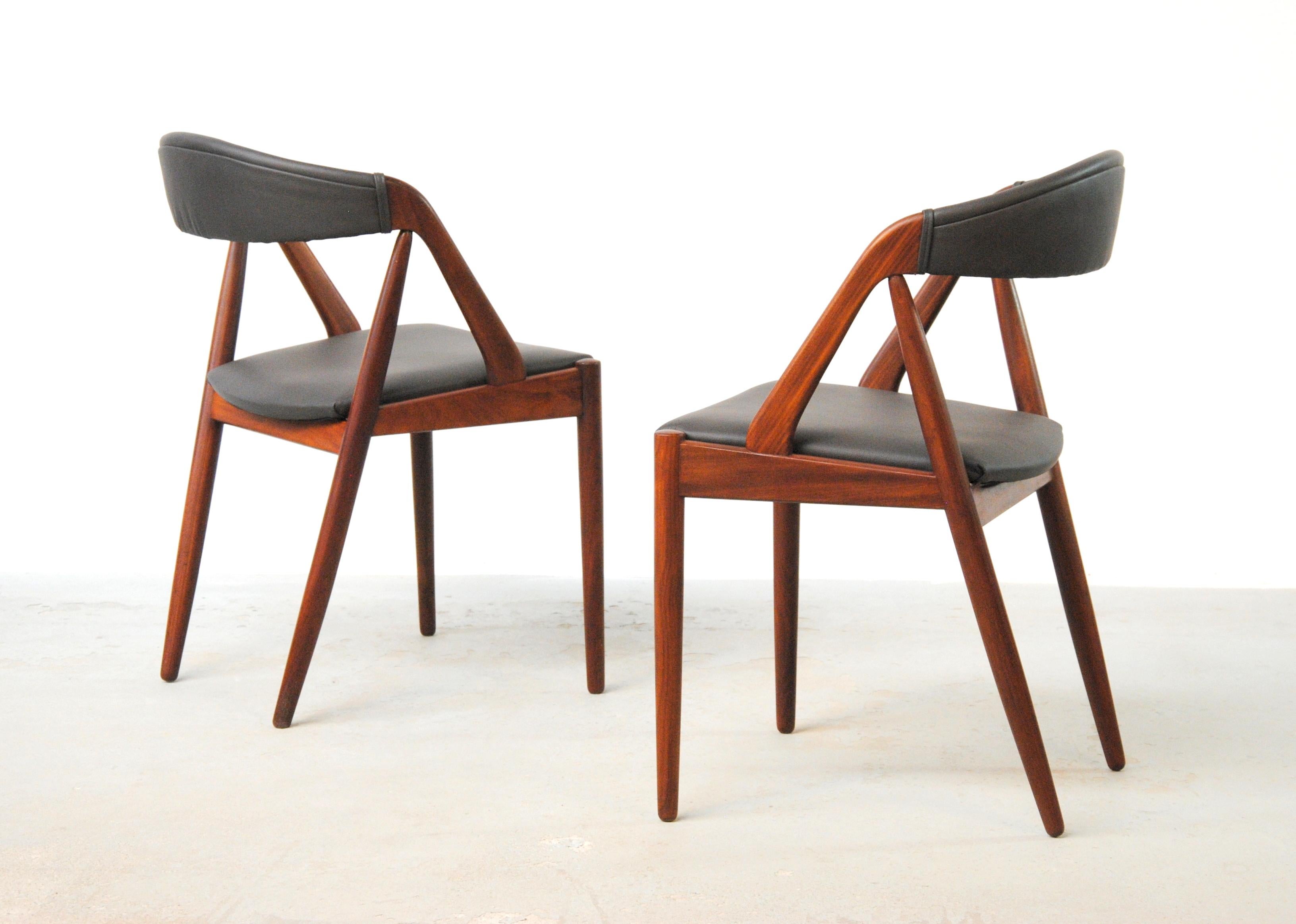 Kai Kristiansen Set of Twelve Restored Teak Dining Chairs, Custom Upholstery 1