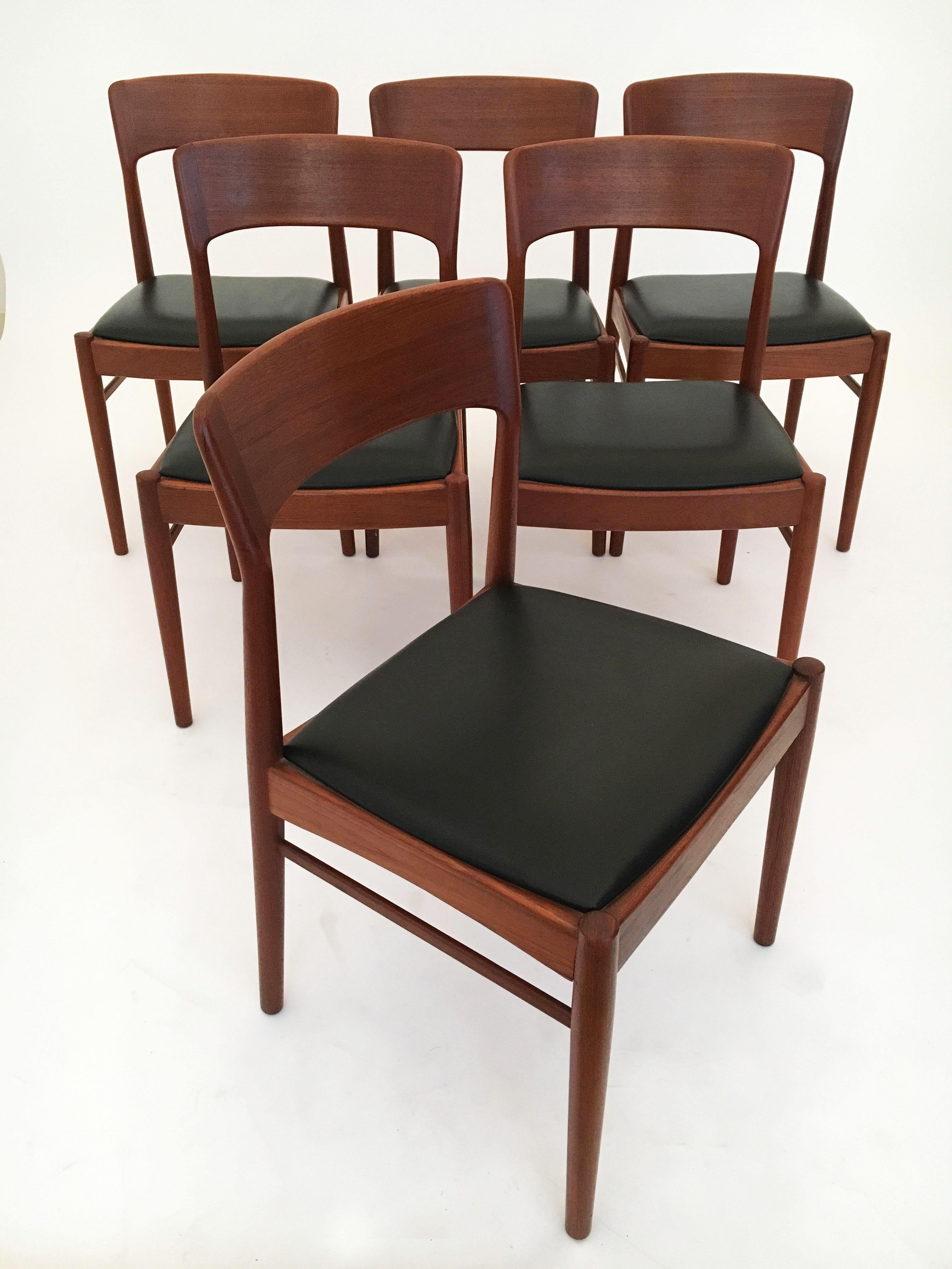 Danish Kai Kristiansen Six Dining Chairs in Teak for Korup Stolefabrik, Denmark, 1960s