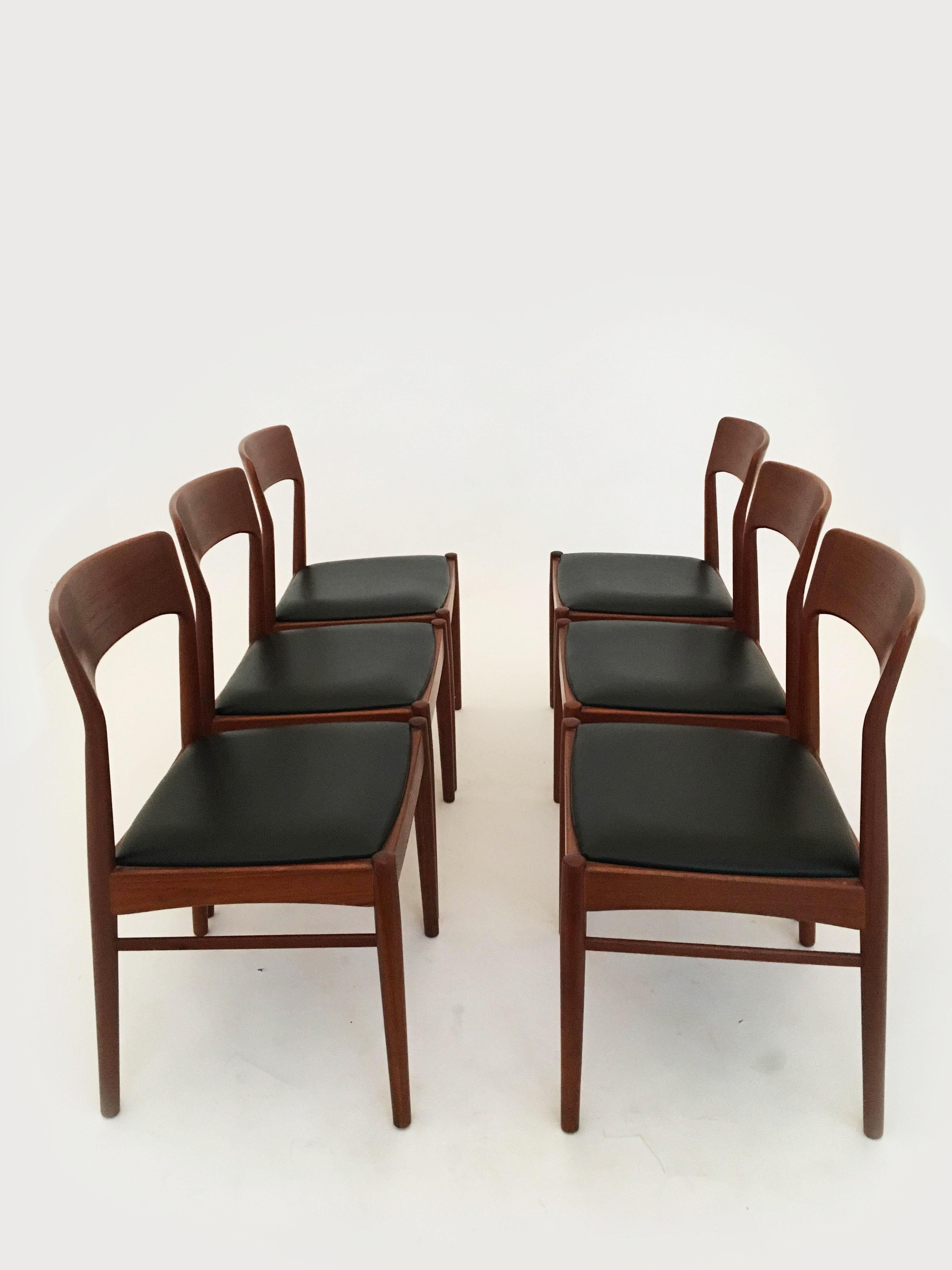 Kai Kristiansen Six Dining Chairs in Teak for Korup Stolefabrik, Denmark, 1960s (Teakholz)