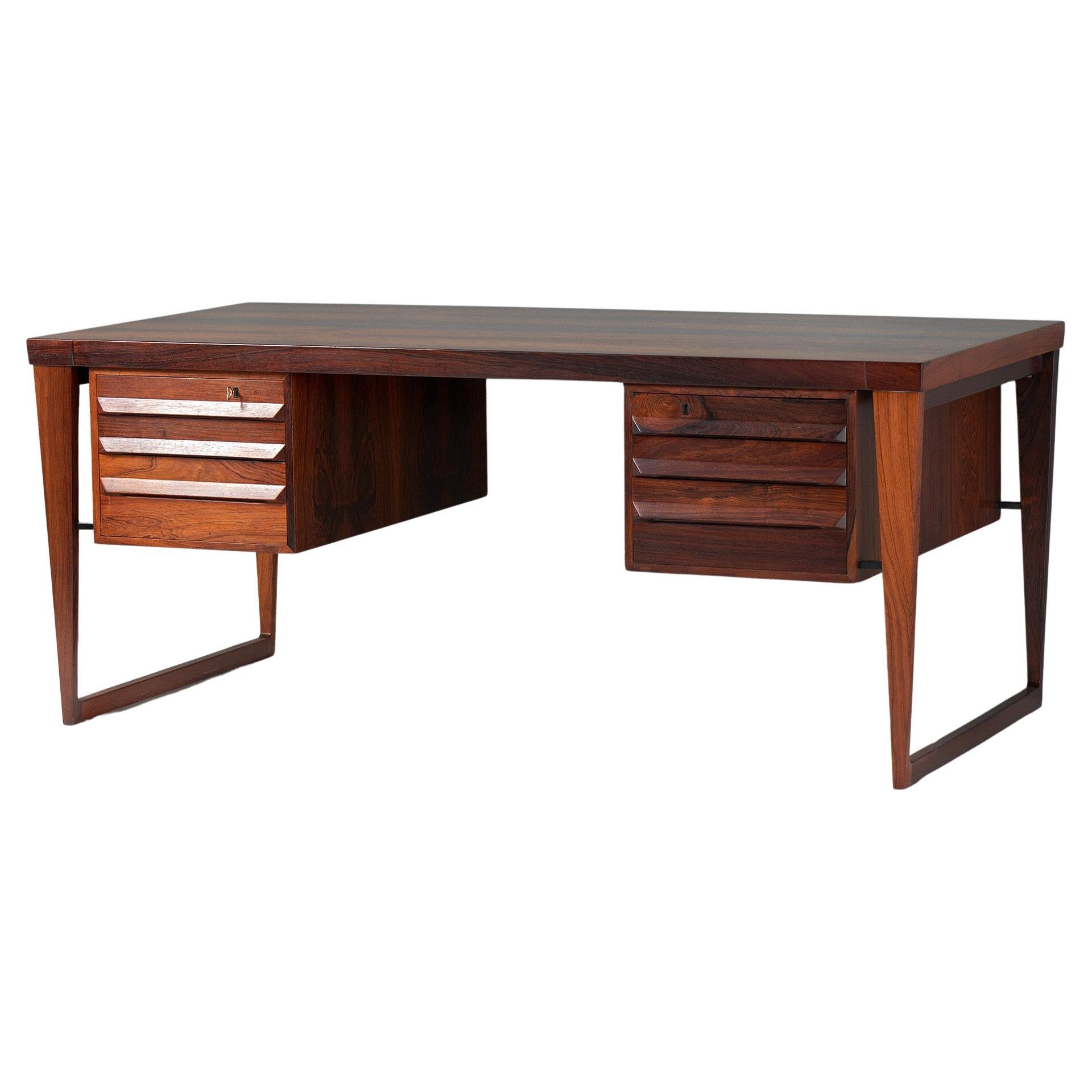 Kai Kristiansen Sled Leg Rosewood Desk c1960s For Sale