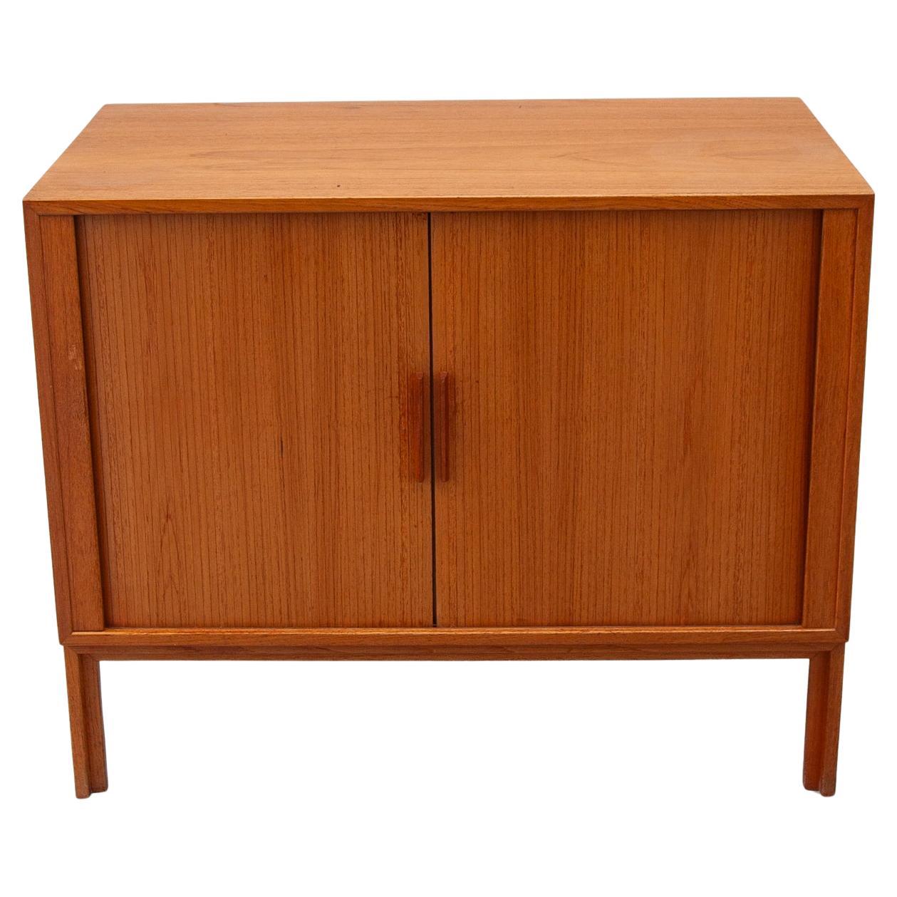 Kai Kristiansen Small Sideboard with Tambour Doors, Made in Denmark For Sale