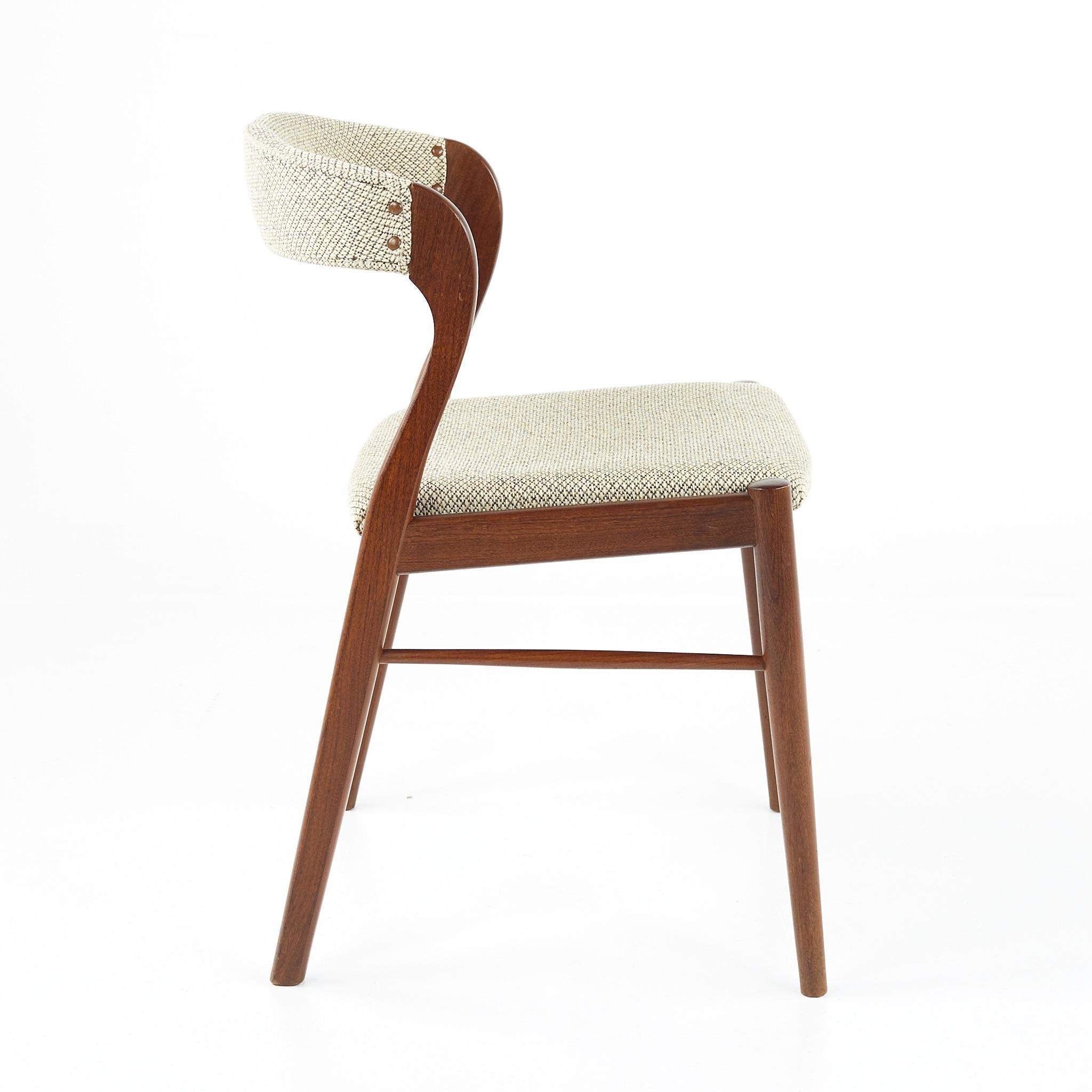 Upholstery Kai Kristiansen Style Mid Century Dining Chairs, Set of 4