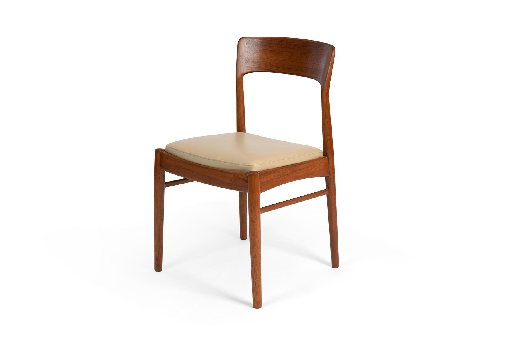 Mid-Century Modern Kai Kristiansen Teak and Leather Dining Chairs