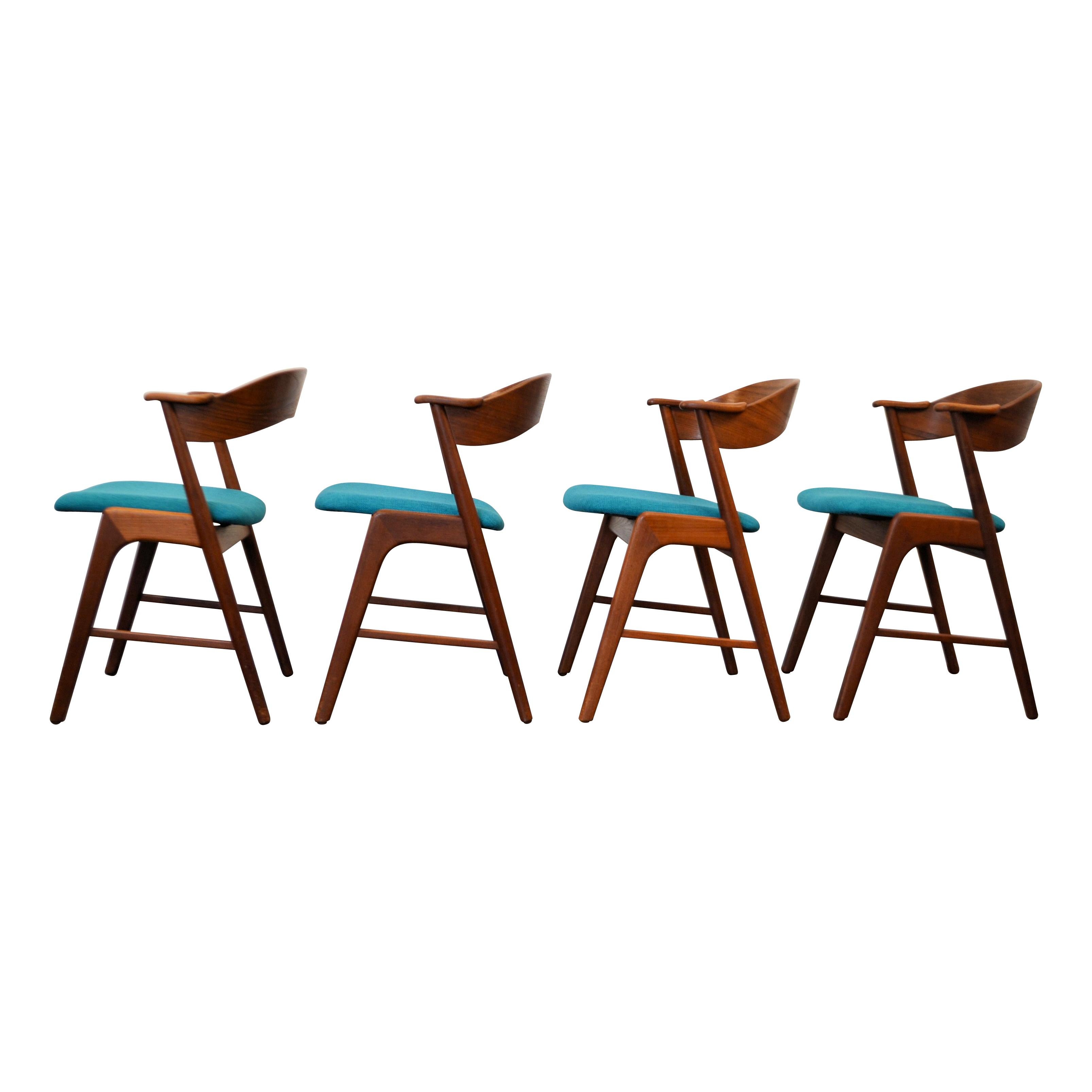 Kai Kristiansen Teak Armrest Chairs, Set of Four In Good Condition In Panningen, NL