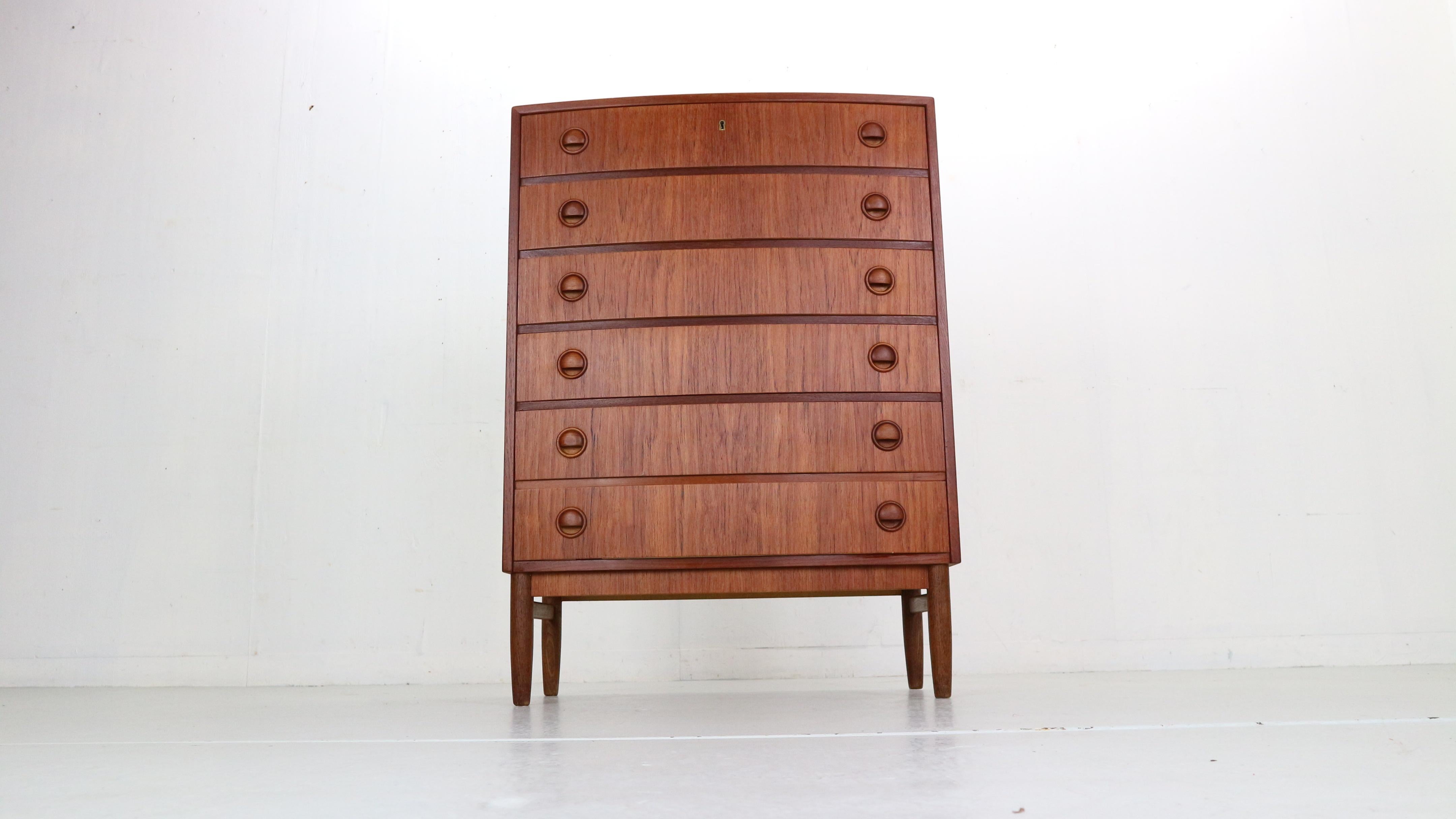 Mid-Century Modern Kai Kristiansen Teak Chest of Drawers for Feldballes Møbelfabrik, 1960 Denmark