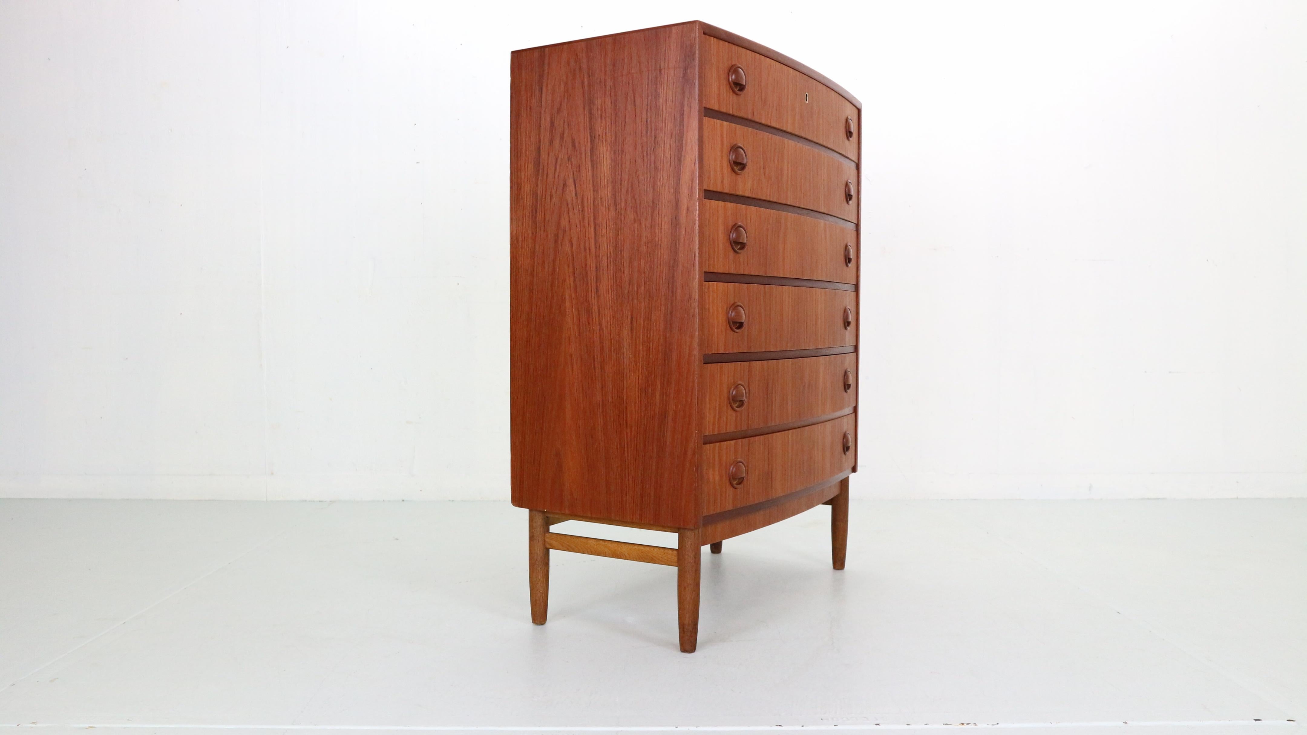 Danish Kai Kristiansen Teak Chest of Drawers for Feldballes Møbelfabrik, 1960 Denmark