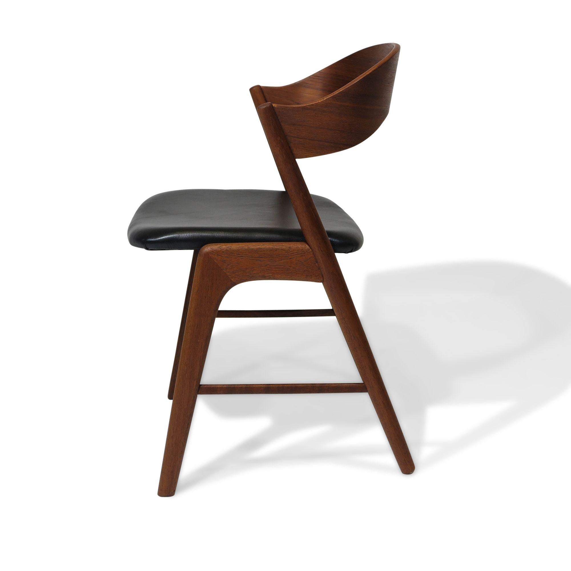 Mid-century Kai Kristiansen Teak Curved Back Danish Dining Chairs 3