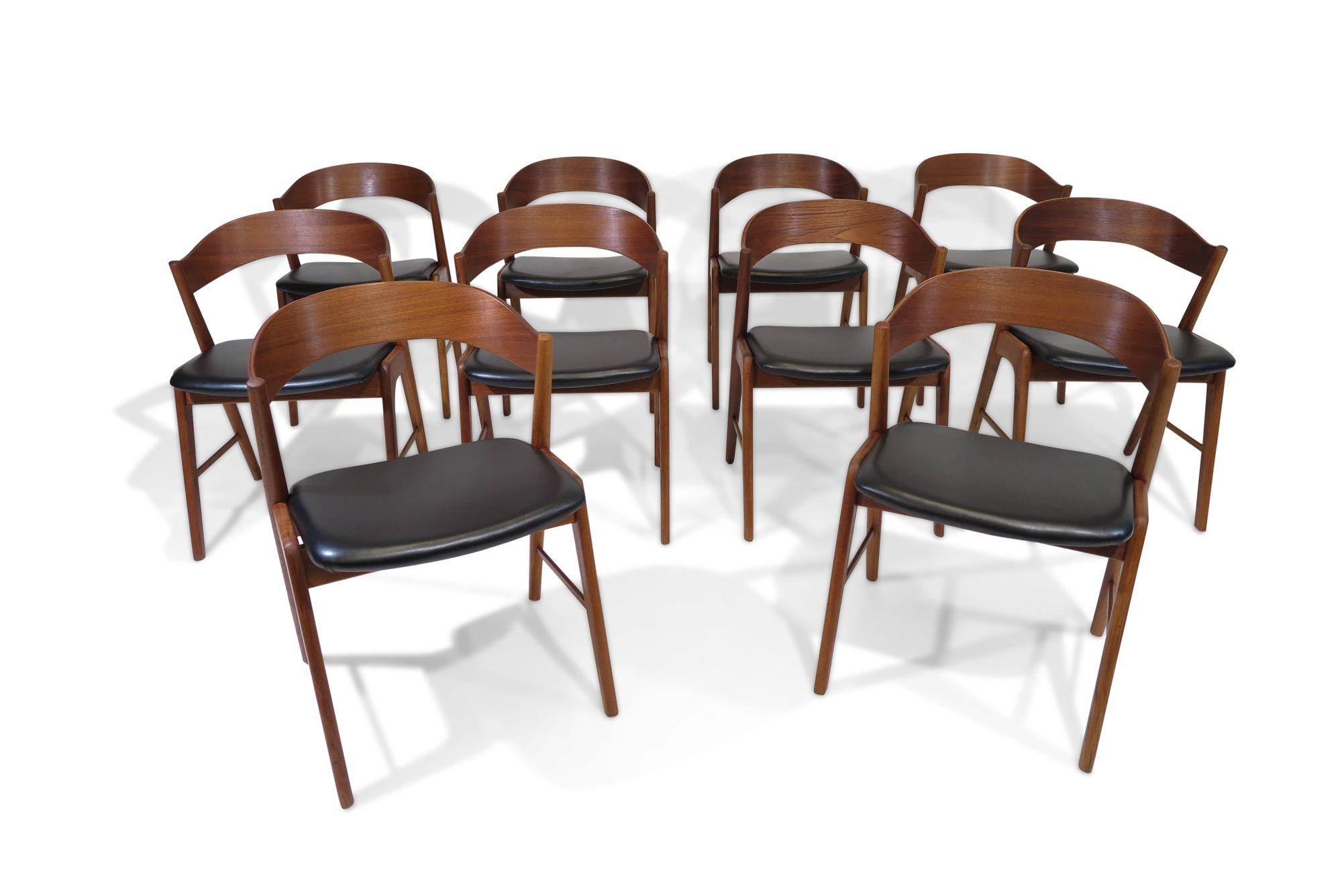 Mid-century Kai Kristiansen Teak Curved Back Danish Dining Chairs 5
